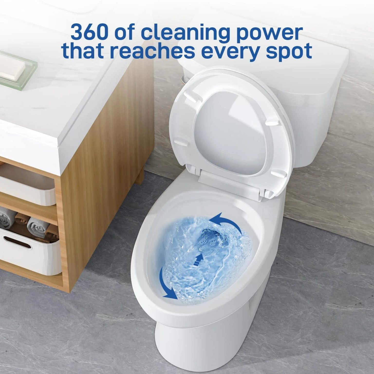 ZenVora Two-Piece Elongated Toilet with Soft-Close Seat, 1.28 GPF Siphonic Flush, Universal Height, Cotton White