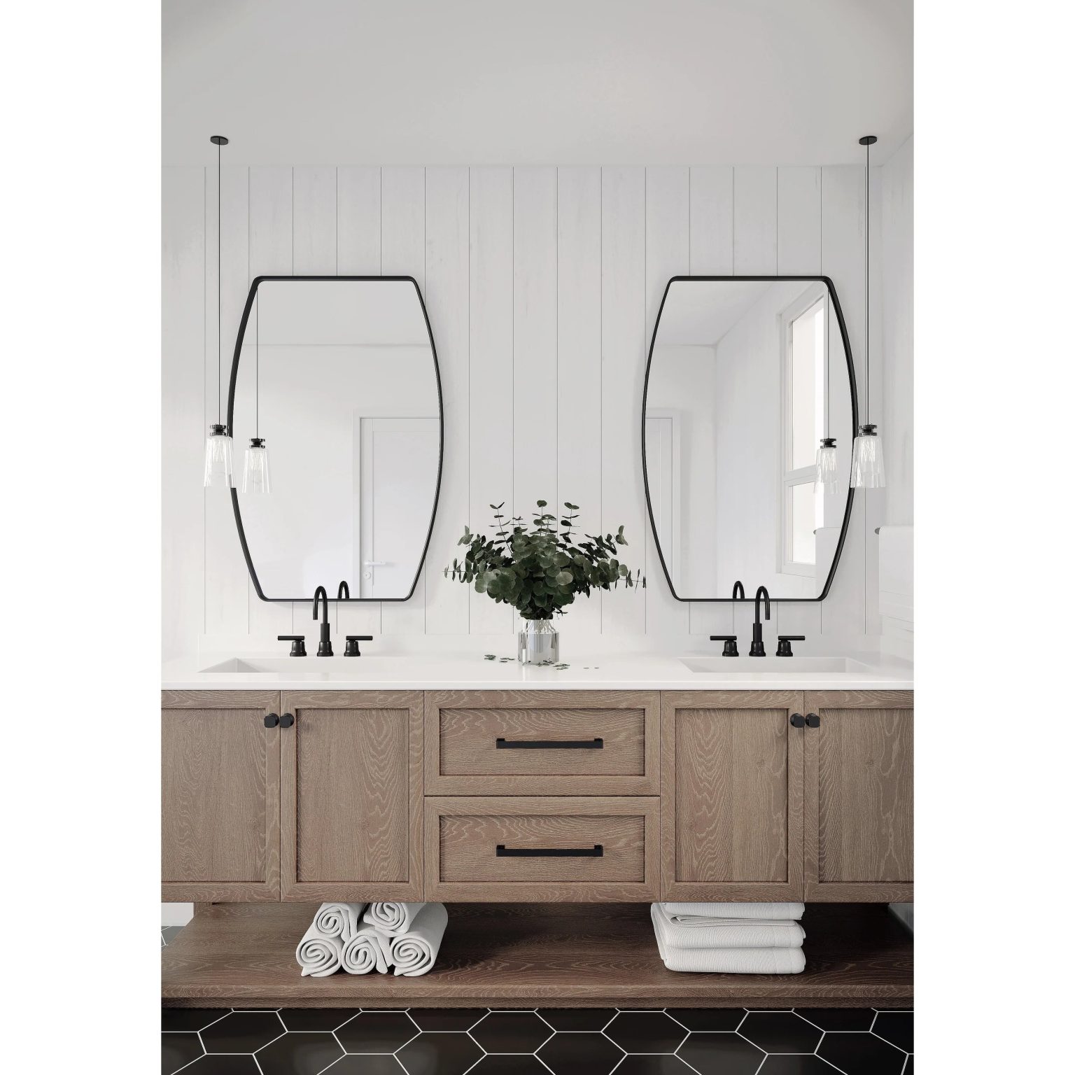 ZenVora Modern Oblong Metal Wall Mirror, Decorative Elongated Hanging Mirror for Living Room, Bedroom and Entryway