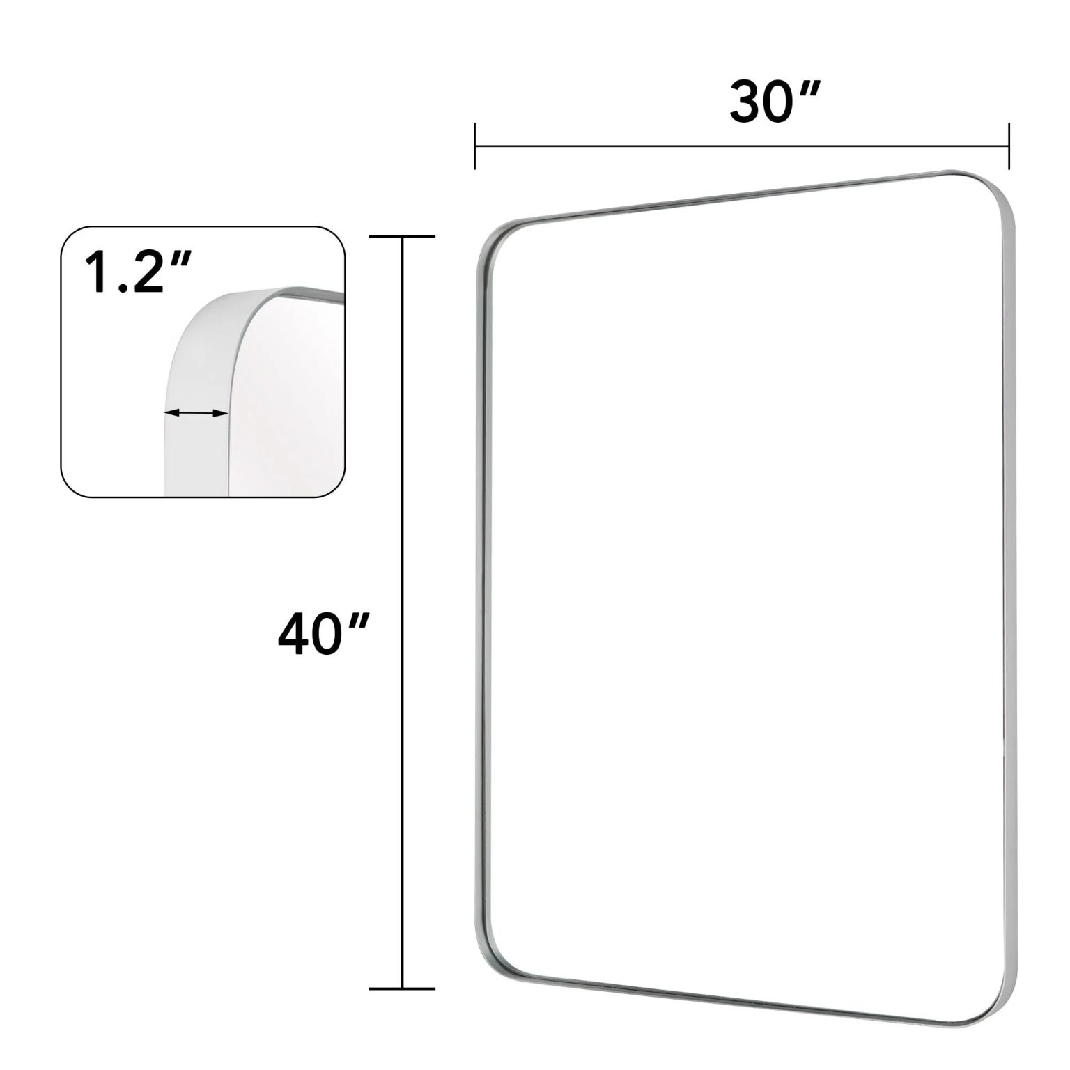 ZenVora Wall Mirror Vanity Mirror, Bathroom Mirror with Rounded Corners, 1 Piece