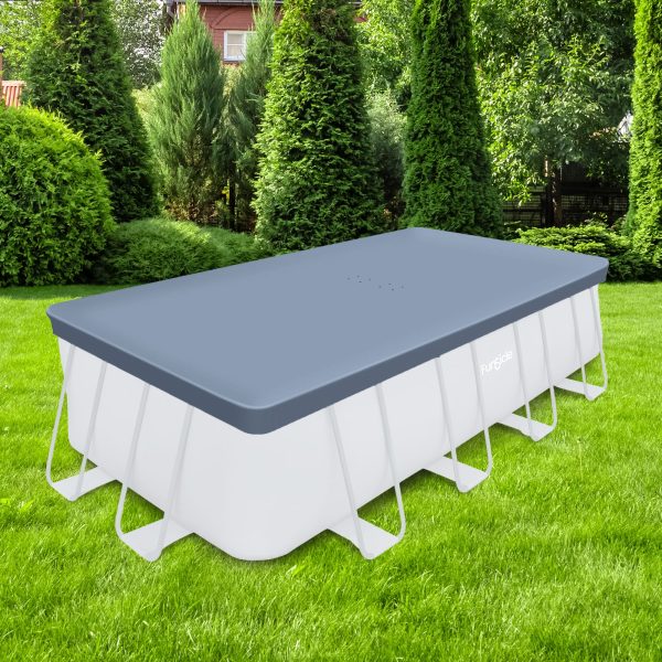 ZenVora 18ft Rectangular Pool Cover – Durable Above-Ground Cover for Oasis/Activity Pools, Gray