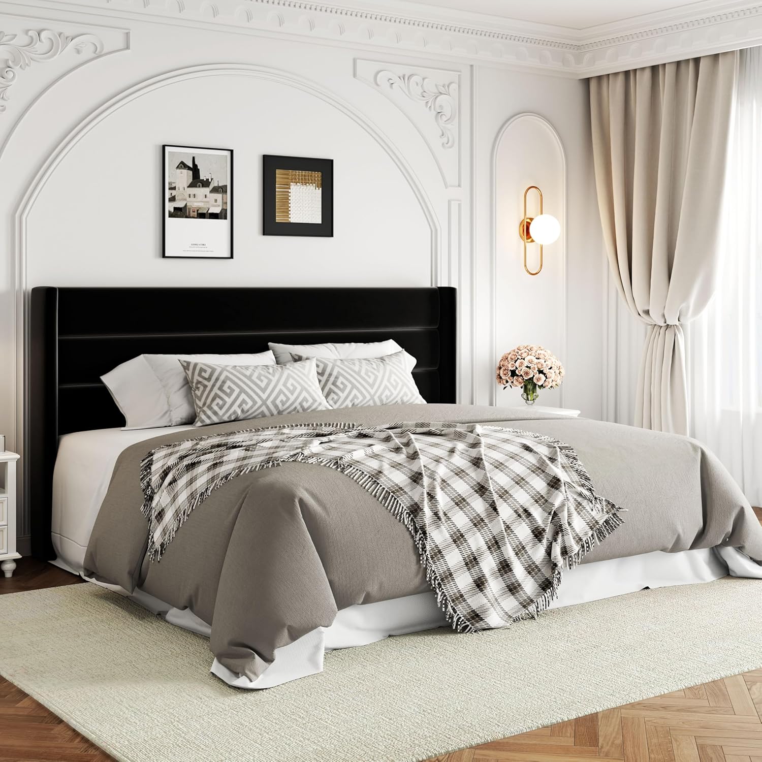 ZenVora Queen Size Lift Up Storage Bed with Wingback Headboard, Upholstered Platform Bed Frame with Hidden Storage