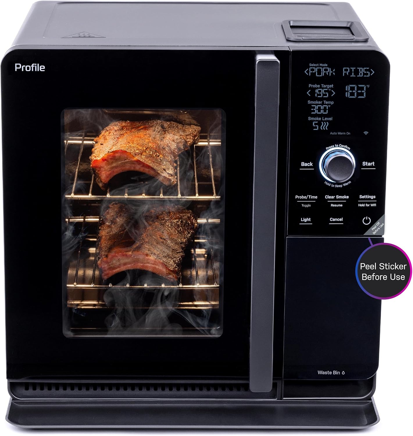 ZenVora Smart Indoor Pellet Smoker, Electric Countertop BBQ Smoker with Active Smoke Filtration, 5 Smoke Control Settings, WiFi Connectivity, Black
