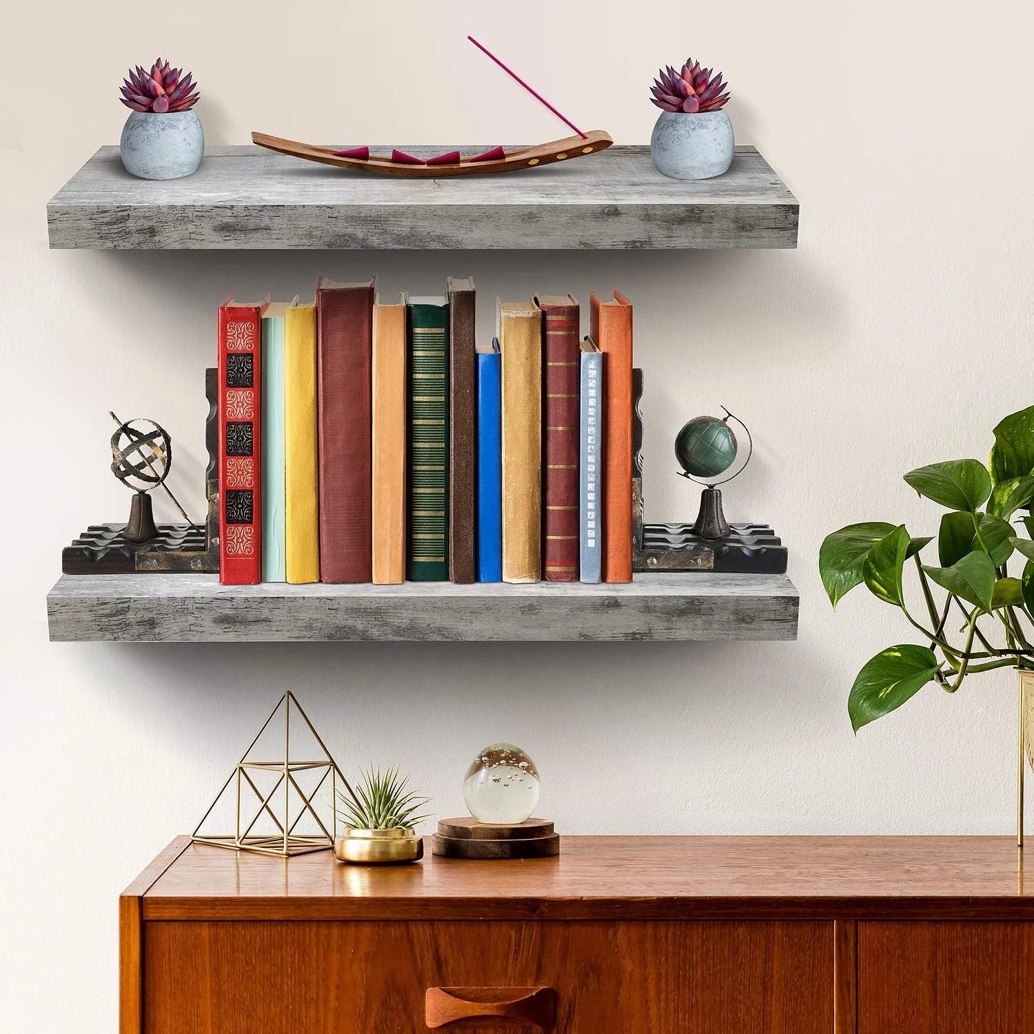 ZenVora 24 Inch Extra Long Floating Wall Shelf, Wall Mounted Display and Storage Shelf for Home Decor