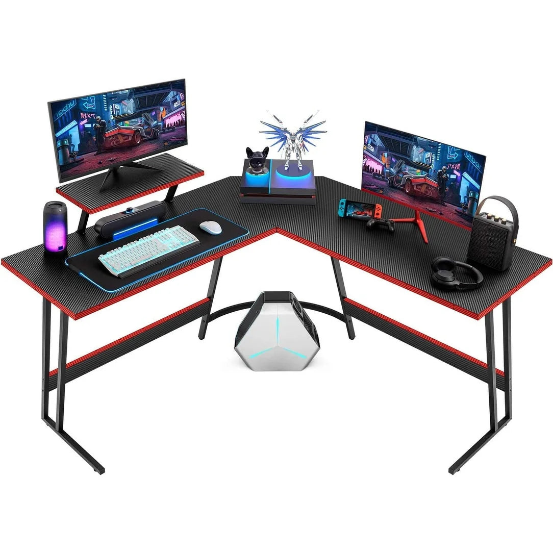 ZenVora L Shaped Gaming Desk, Corner Computer PC Workstation for Gaming, Home Office and Study