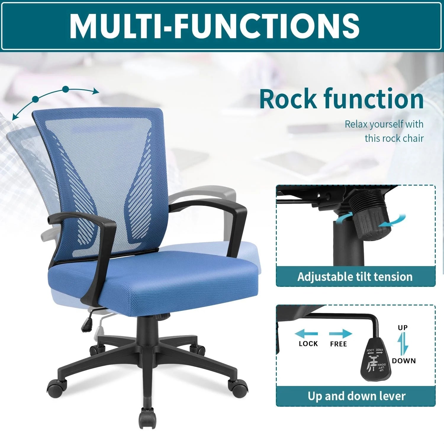 ZenVora Ergonomic Mesh Office Chair with Lumbar Support, Breathable Computer Desk Chair