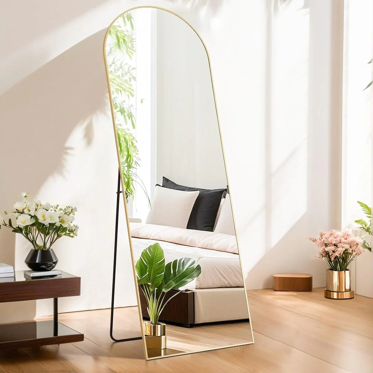 ZenVora Full Length Mirror with Stand, Aluminum Alloy Frame Full Body Floor Mirror for Bedroom and Cloakroom