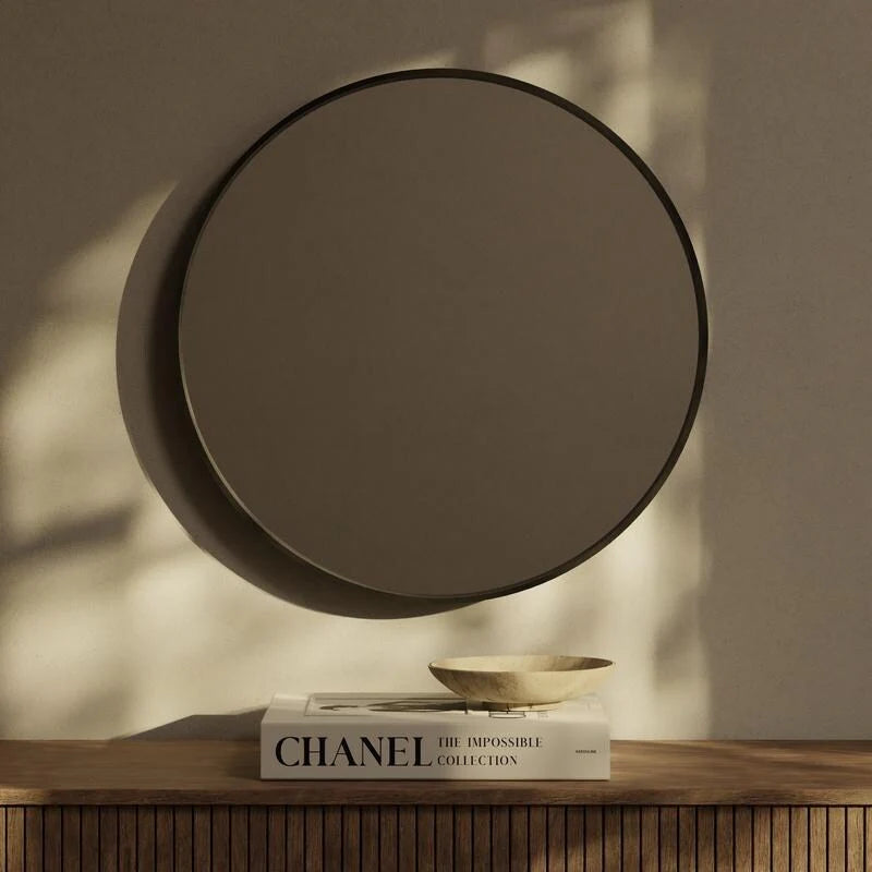 ZenVora Classic Farmhouse Round Wall Mirror, Wooden Frame Decorative Accent Mirror for Living Room, Bedroom and Entryway