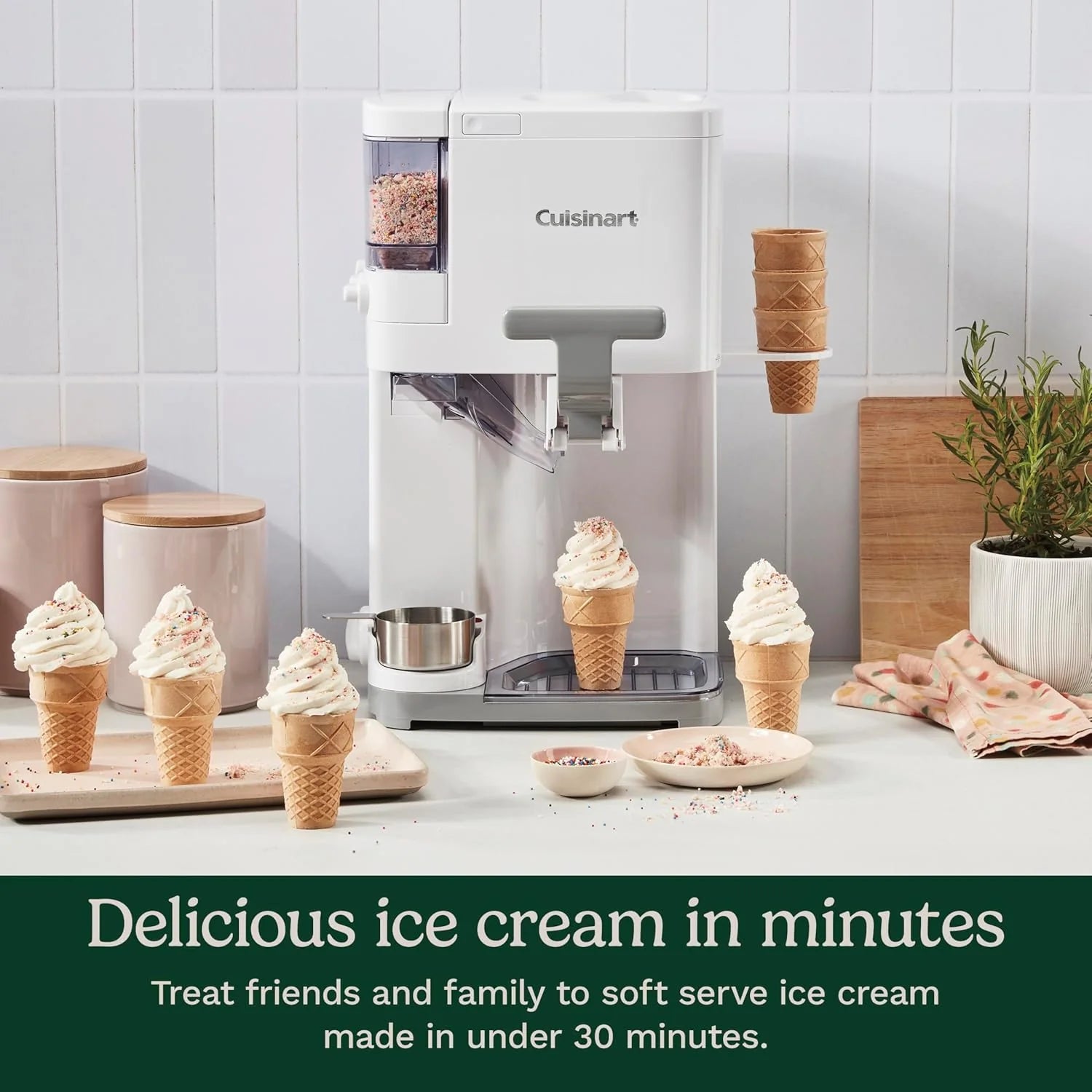 ZenVora 1.5 Qt Soft Serve Ice Cream Machine – 3 Built-In Mix-In Dispensers with Warming Plate