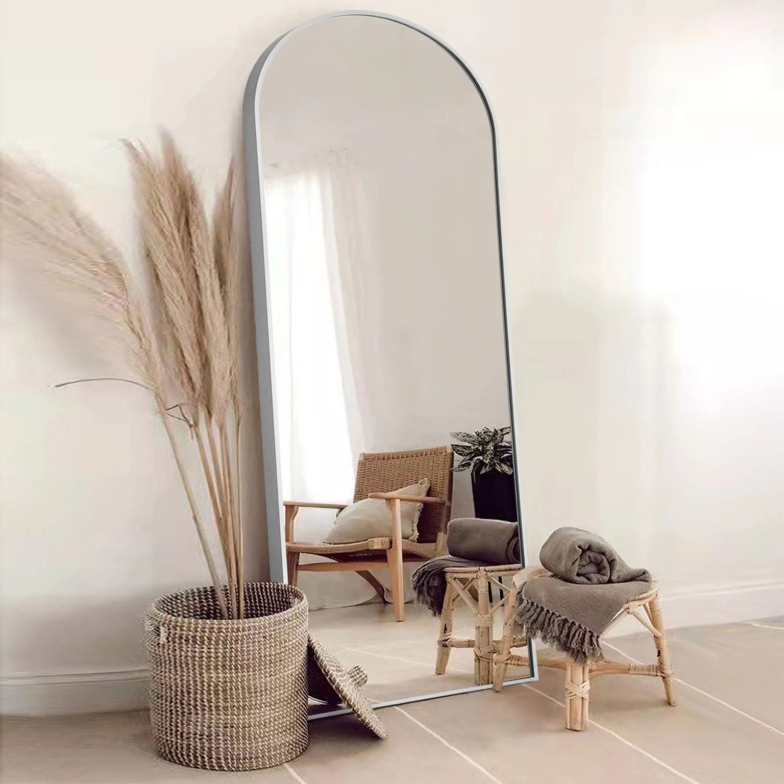 ZenVora Arched Full Length Floor Mirror, Large Full Body Standing and Wall Mounted Mirror for Bedroom, Living Room and Home Decor