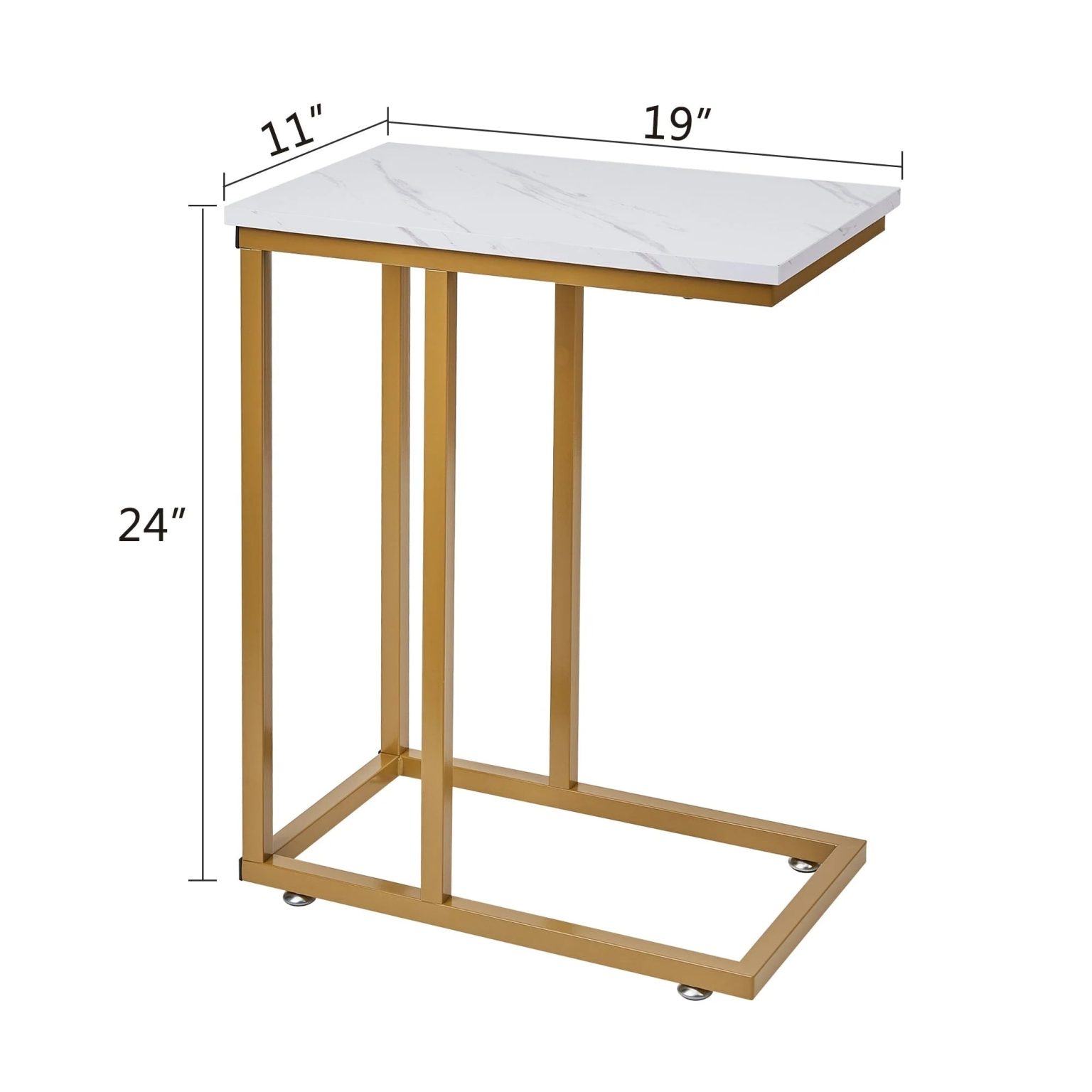 ZenVora Set of 2 C-Shaped Sofa Side Tables, Small End Tables for Living Room, Bedside and TV Tray