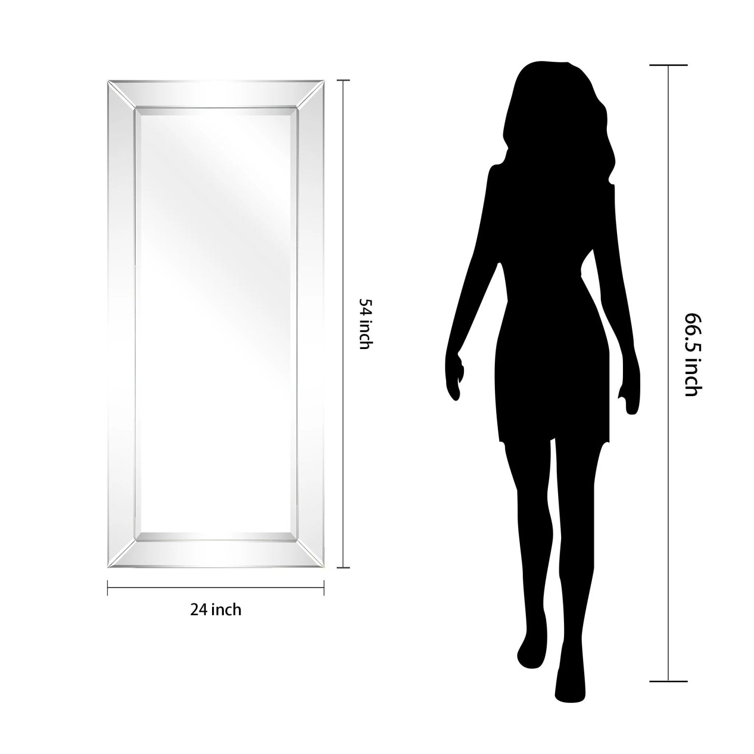 ZenVora Beveled Rectangular Clear HD Wall Mirror, Bathroom Vanity and Bedroom Mirror, 3 Sizes