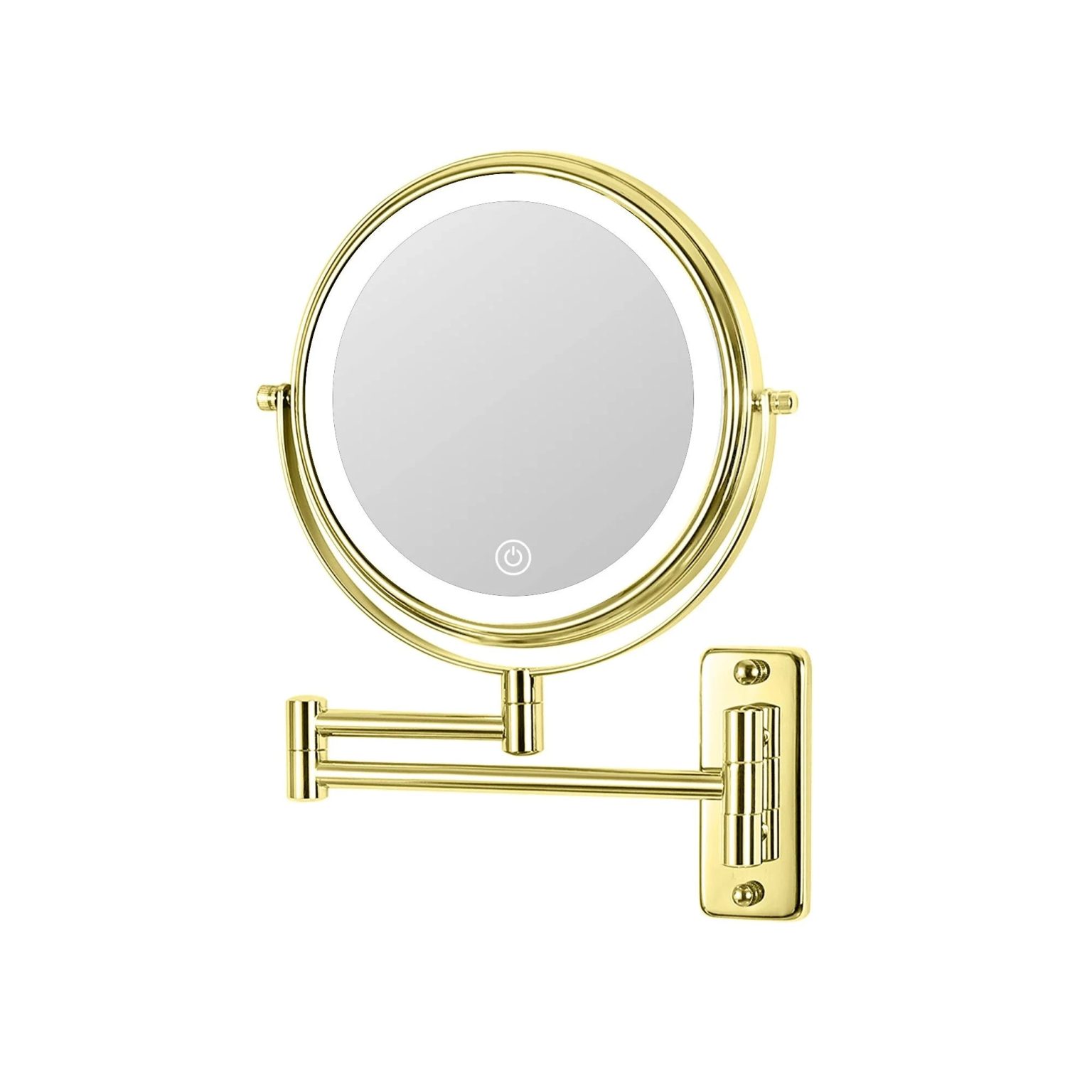 ZenVora 8 Inch Round Wall Mounted Makeup Mirror, Rechargeable, 1X/10X Magnification, 3-Color LED Lights