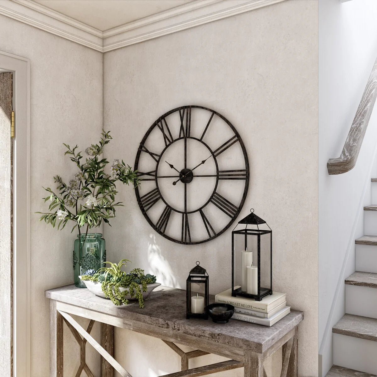 ZenVora Modern Round Metal Wall Clock, Decorative Circular Hanging Clock for Living Room, Bedroom and Office