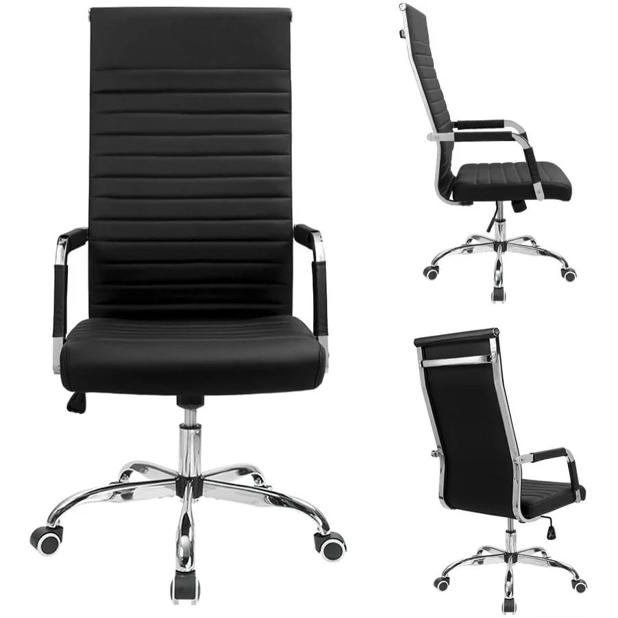 ZenVora Ribbed High Back Office Chair, Ergonomic Conference Desk Chair for Home Office, Meeting Room and Workspace