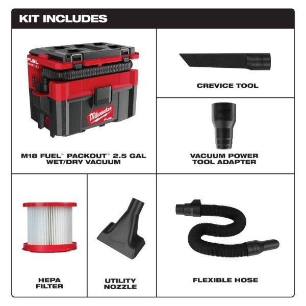 ZenVora 18V Cordless 2.5-Gallon Wet/Dry Vacuum with 2 x 6.0Ah Lithium-Ion Batteries