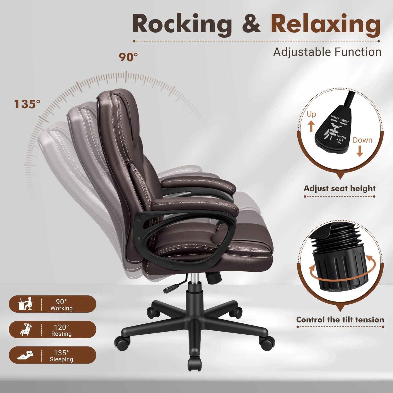 ZenVora High Back Executive Office Chair, Ergonomic Computer Desk Chair for Home and Office