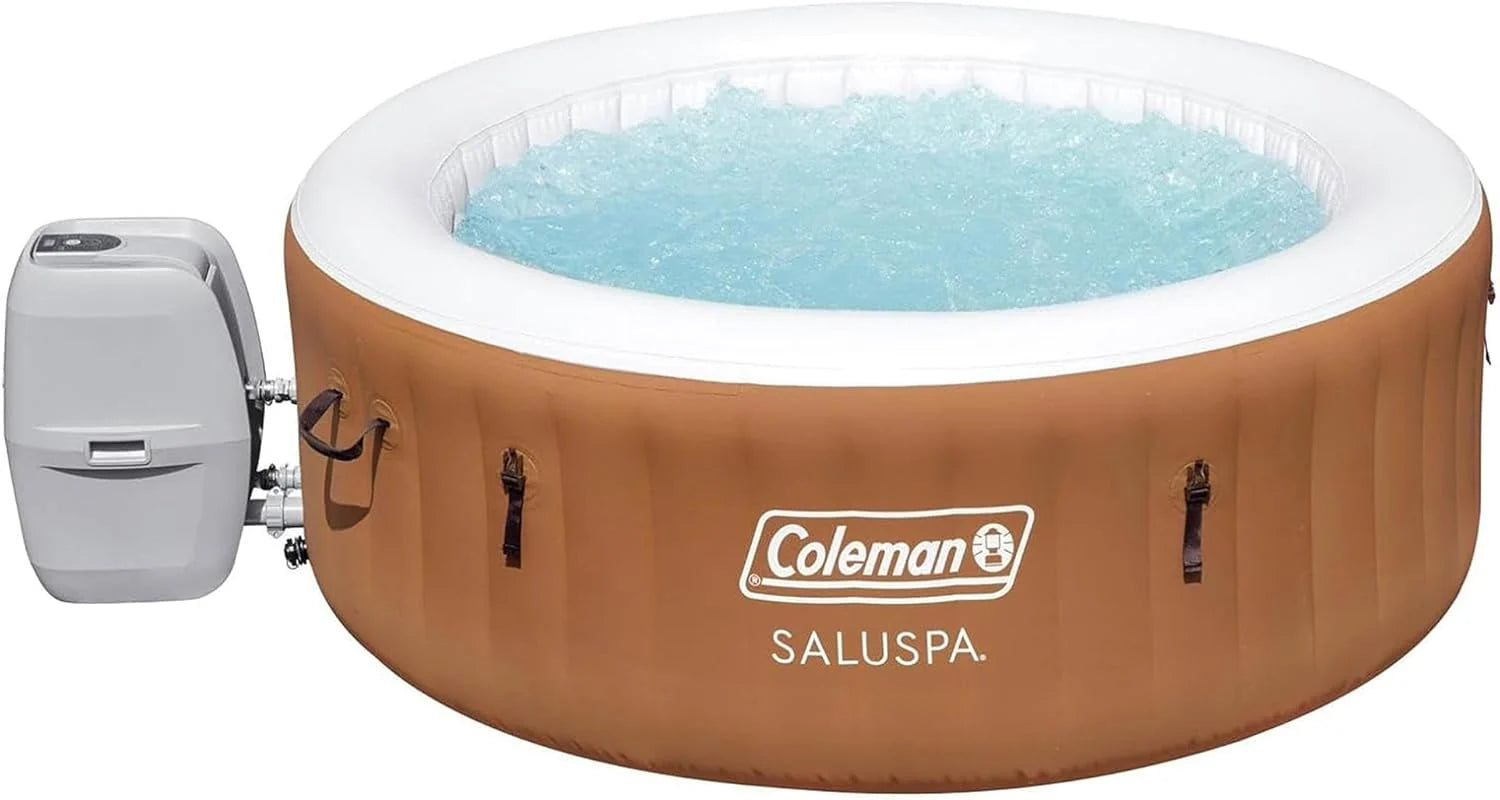ZenVora 2-4 Person Inflatable Hot Tub, Portable Round Outdoor Spa with 120 Soothing Air Jets and Insulated Cover, Black