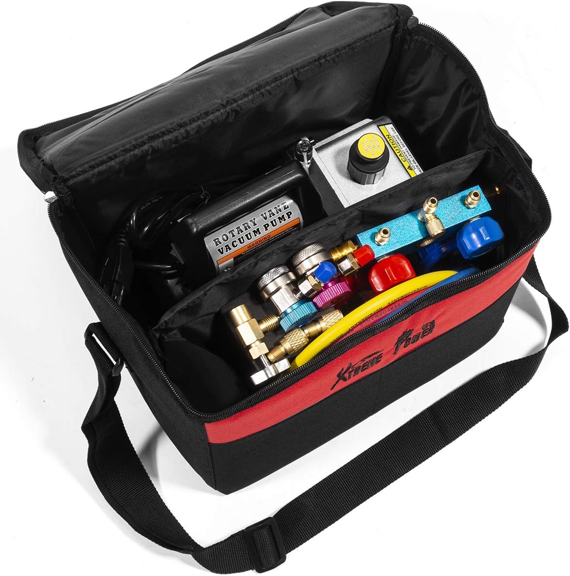 ZenVora 4 CFM HVAC A/C Refrigeration Vacuum Pump and Manifold Gauge Kit with R134a Tap, Leak Detector and Carrying Bag