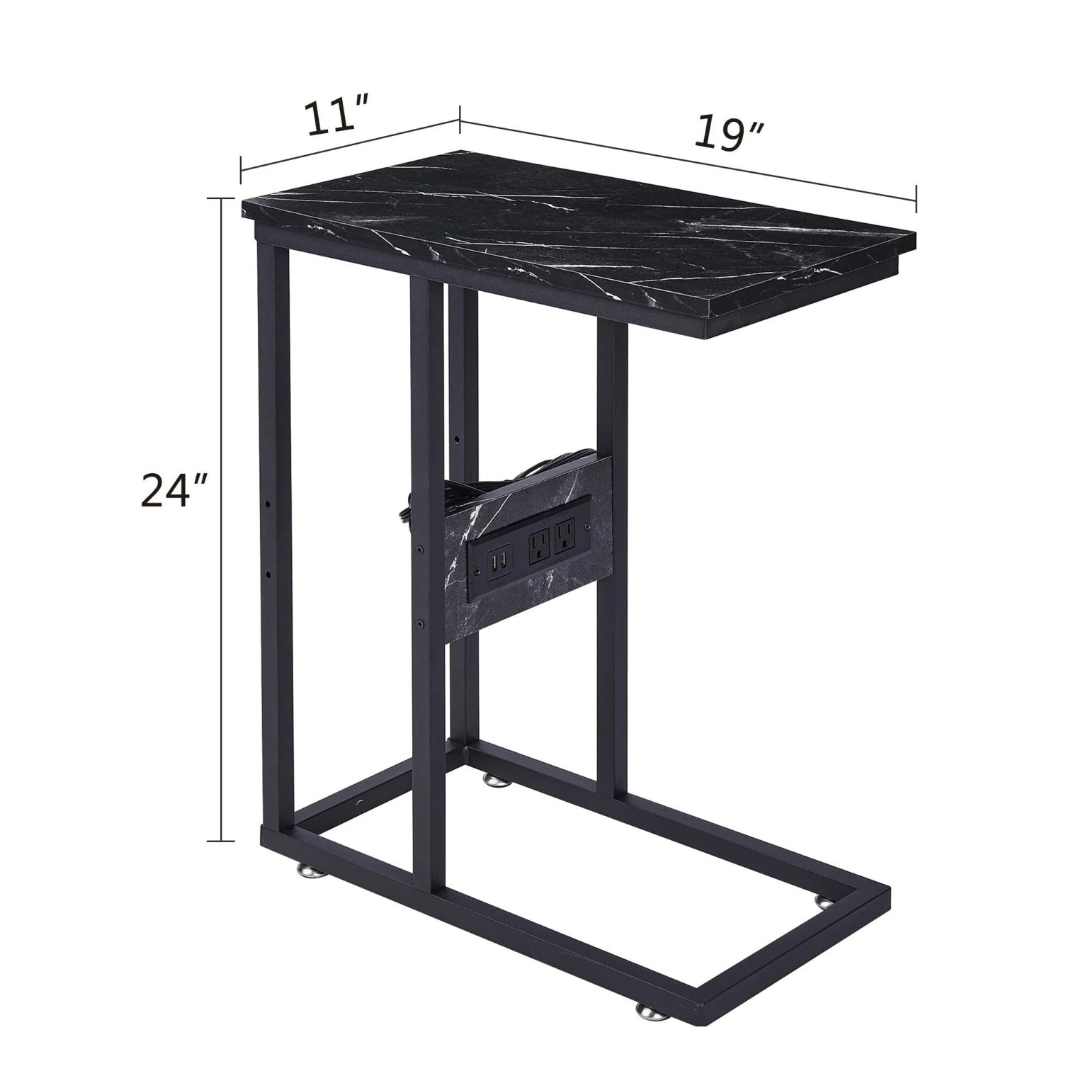 ZenVora Set of 2 C-Shaped Sofa Side Tables, Small End Tables for Living Room, Bedside and TV Tray