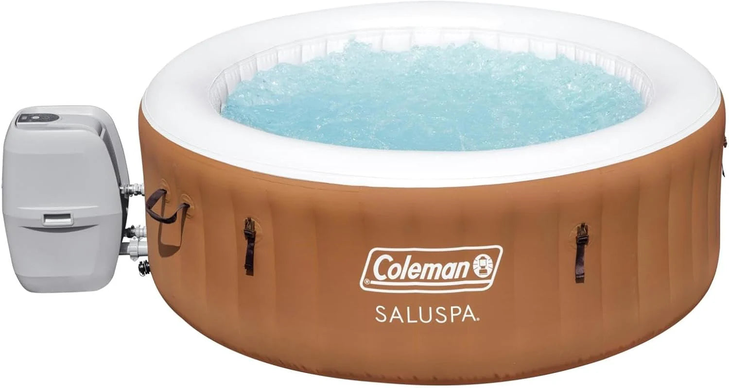 ZenVora 2-4 Person Inflatable Hot Tub, Portable Round Outdoor Spa with 120 Soothing Air Jets and Insulated Cover, Black