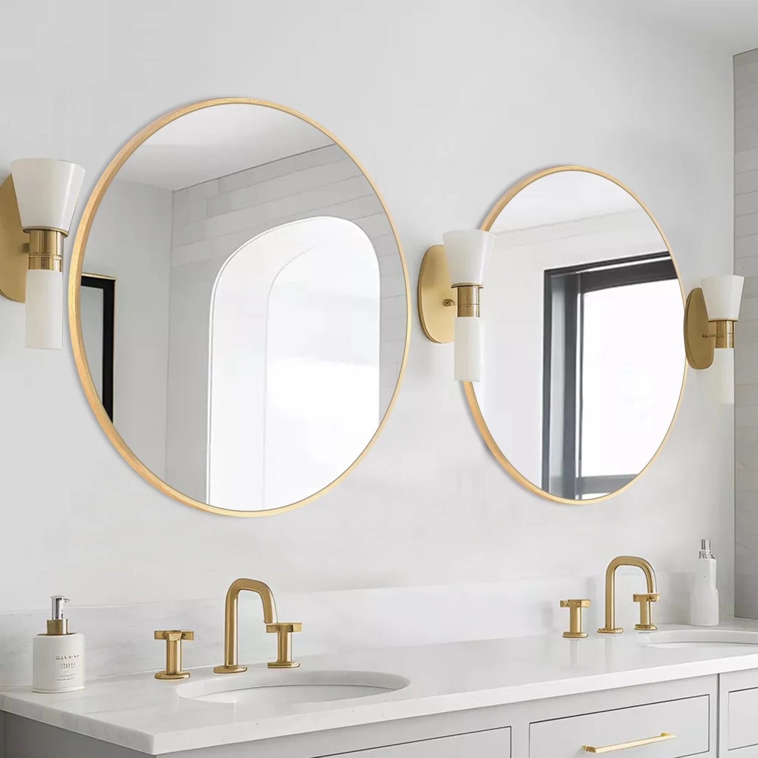 ZenVora Modern Round Bathroom Vanity Mirror, Wall Mounted Circular Mirror for Bathroom, Bedroom and Home Decor