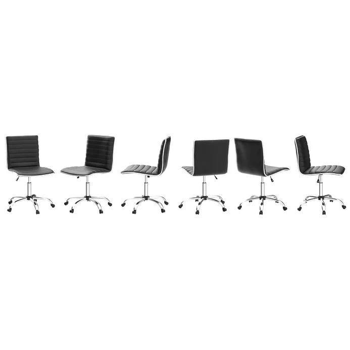 ZenVora Adjustable Mid-Back Armless Swivel Office Chair, Ribbed Task and Vanity Chair for Small Spaces
