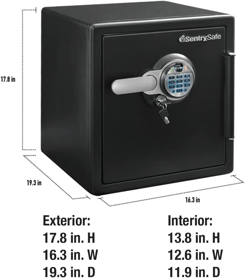 ZenVora 1.23 Cu Ft Waterproof and Fireproof Digital Safe Box, Alloy Steel Security Safe for Home and Office