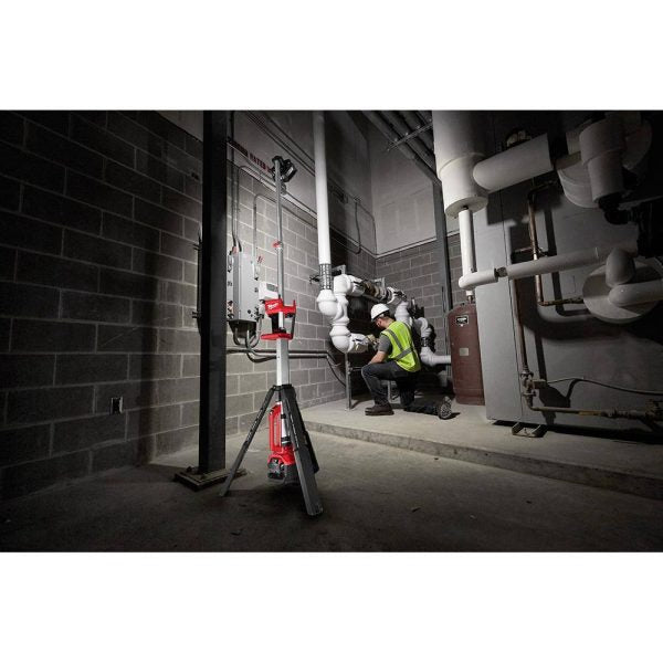 ZenVora 18V Cordless Rocket Tower Light – Dual Power LED Work Light with 2×6.0Ah Batteries