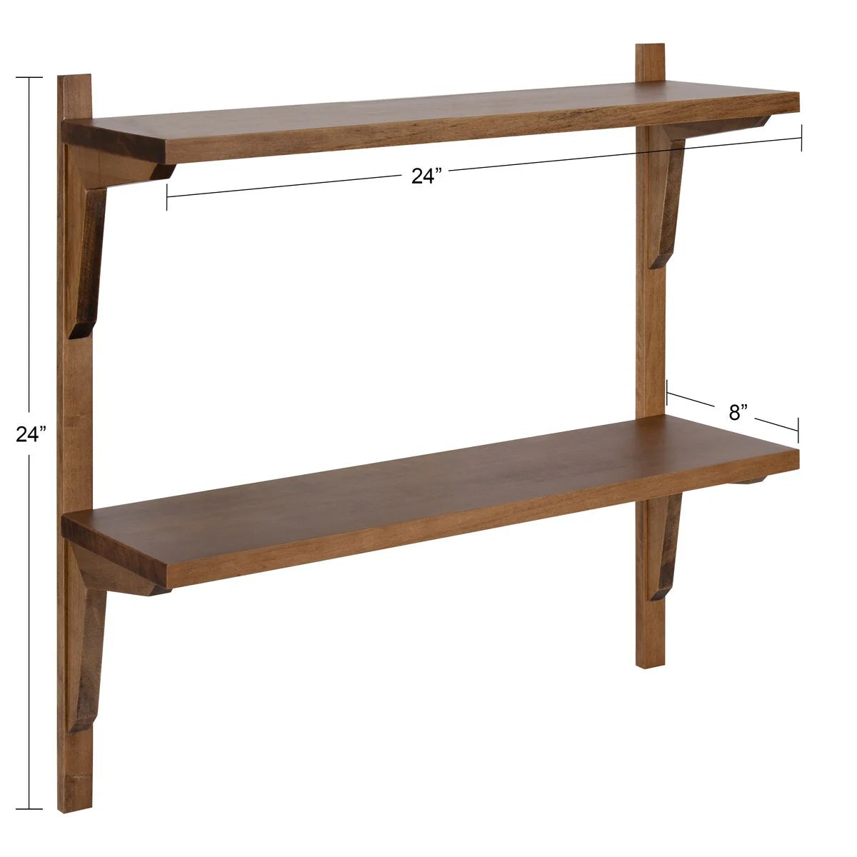 ZenVora Mid-Century Wall Shelves, 24x8x24 Inch Decorative Wall Mounted Storage and Display Shelving for Home Decor