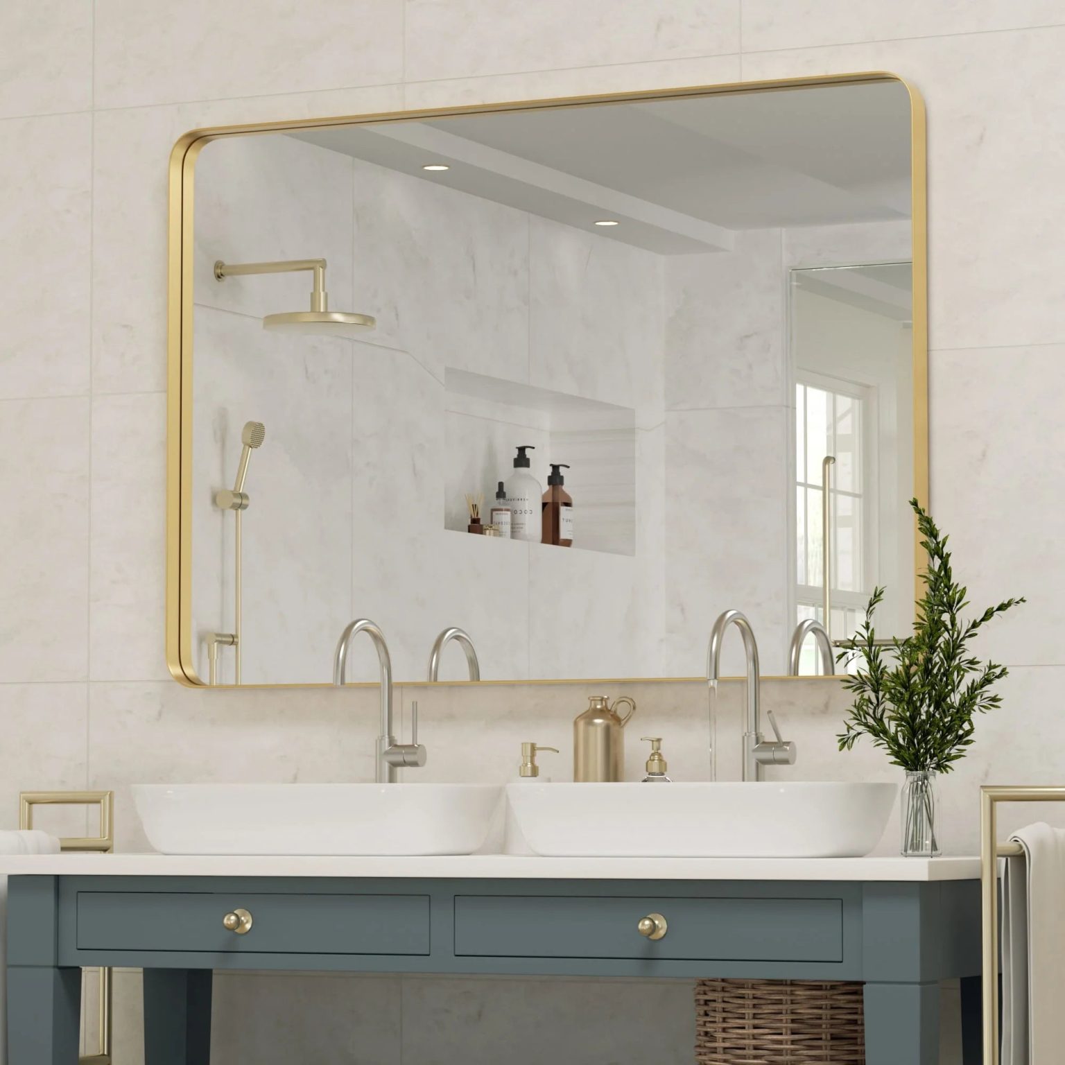 ZenVora Wall Mirror Vanity Mirror, Bathroom Mirror with Rounded Corners, 1 Piece