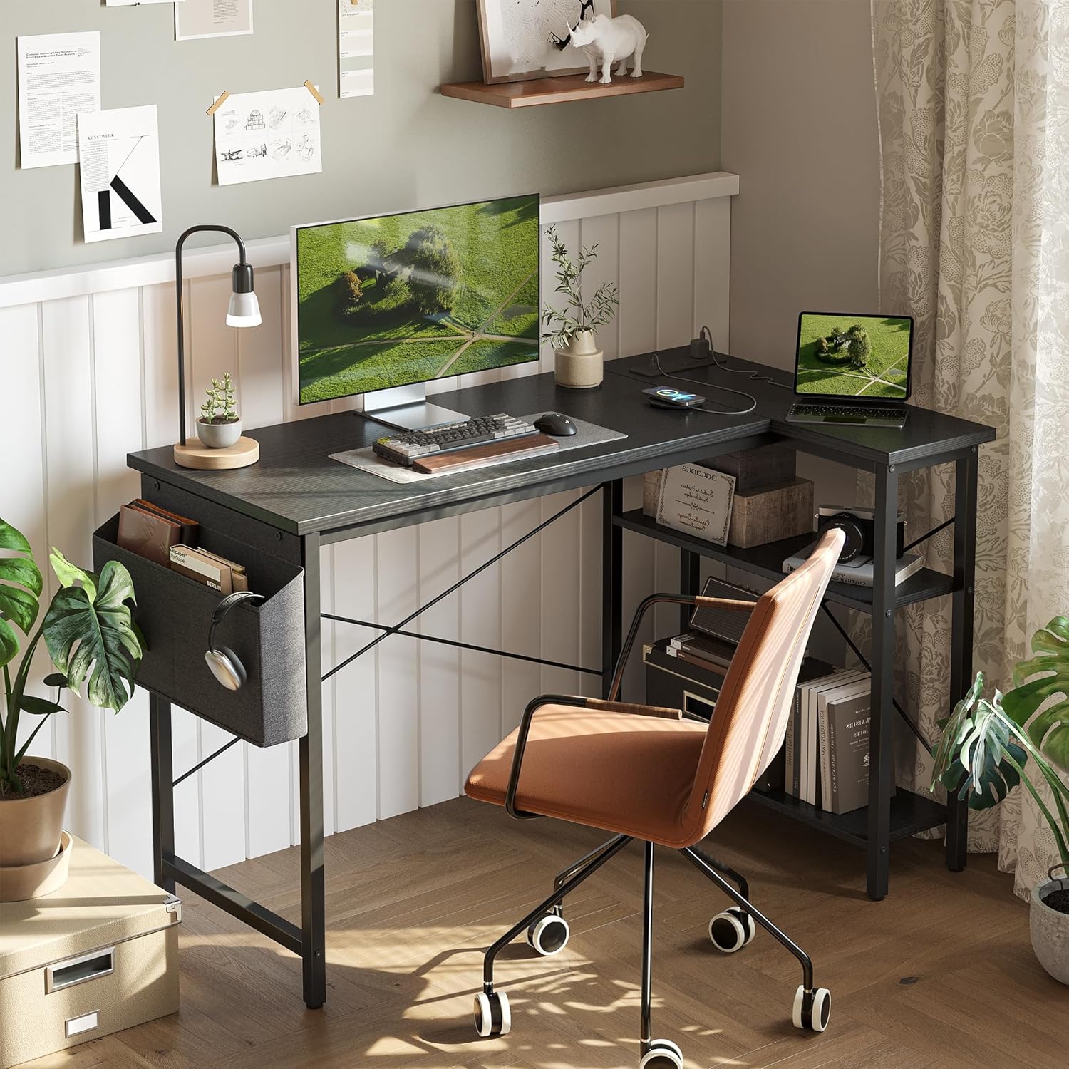 ZenVora 40 Inch L Shaped Computer Desk, Compact Corner Office Desk for Home Office, Study and Small Spaces