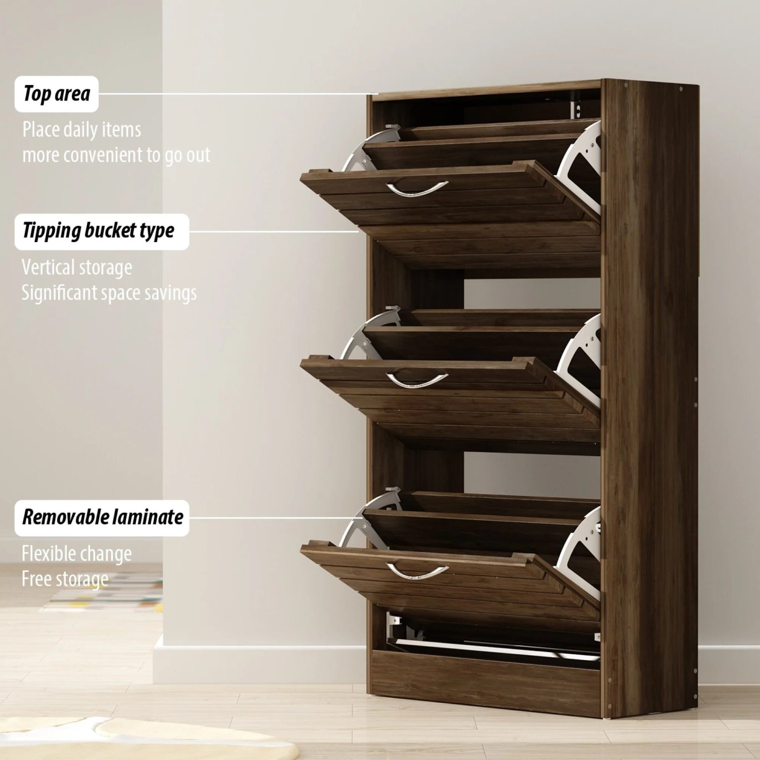 ZenVora Modern Shoe Storage Cabinet for Entryway and Hallway, Space-Saving Shoe Organizer