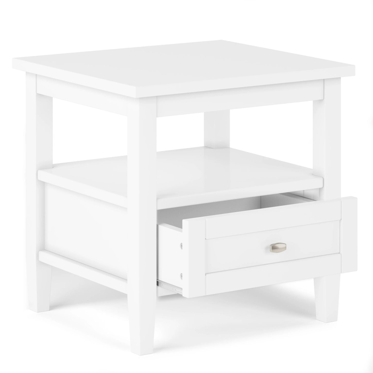 ZenVora 20 Inch Wide Solid Wood Rectangle End Table, Transitional Side Table