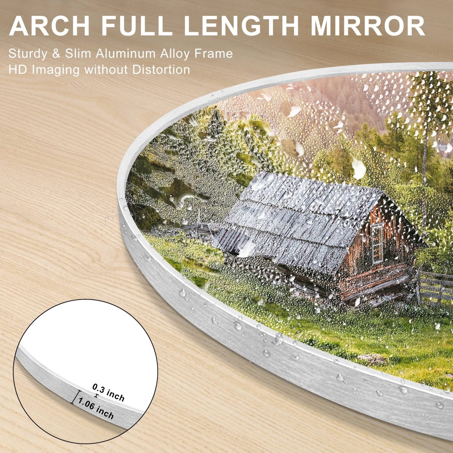 ZenVora Modern Arched Full Length Floor Mirror, Aluminum Alloy Frame Standing Full Body Mirror