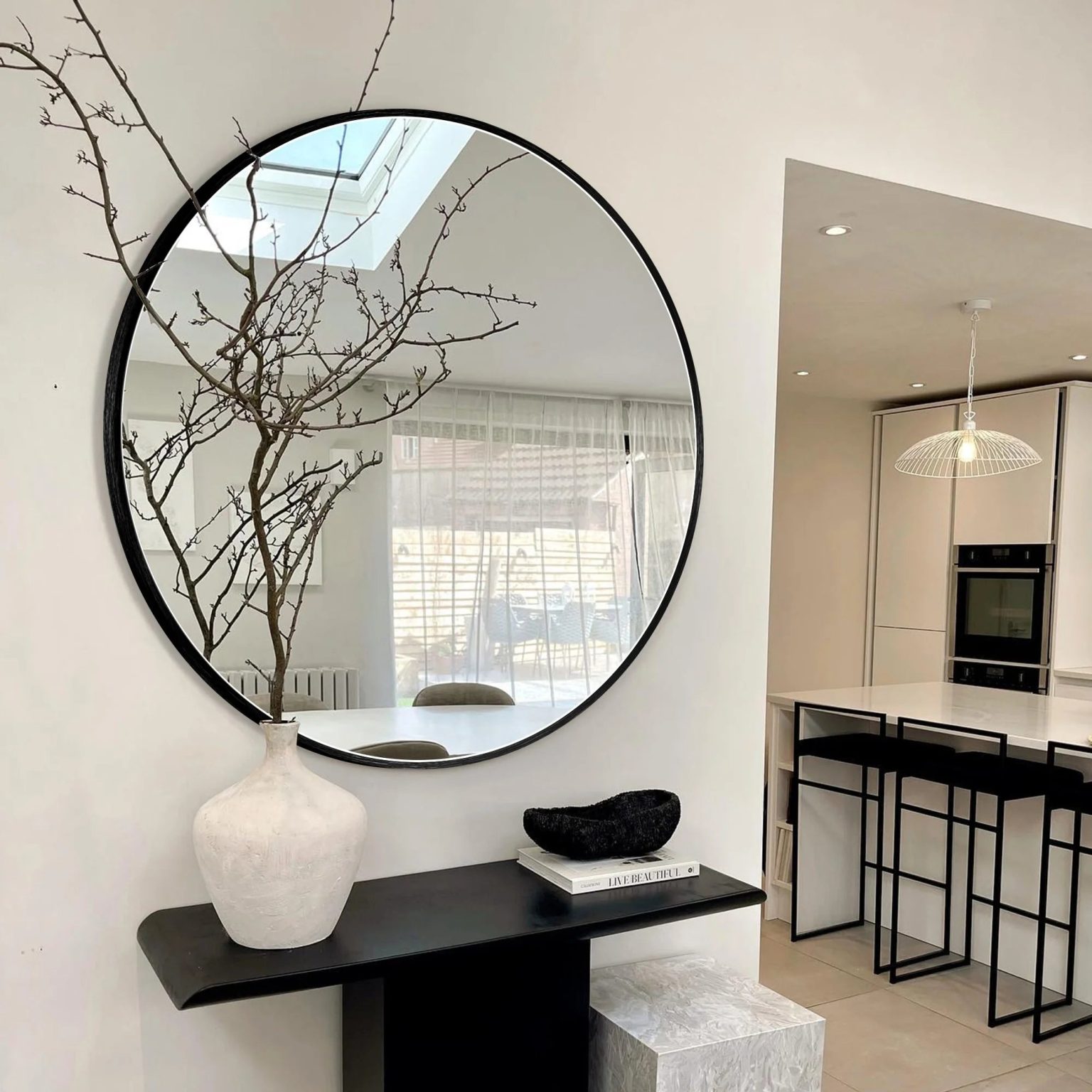 ZenVora Modern Round Bathroom Vanity Mirror, Wall Mounted Circular Mirror for Bathroom, Bedroom and Home Decor