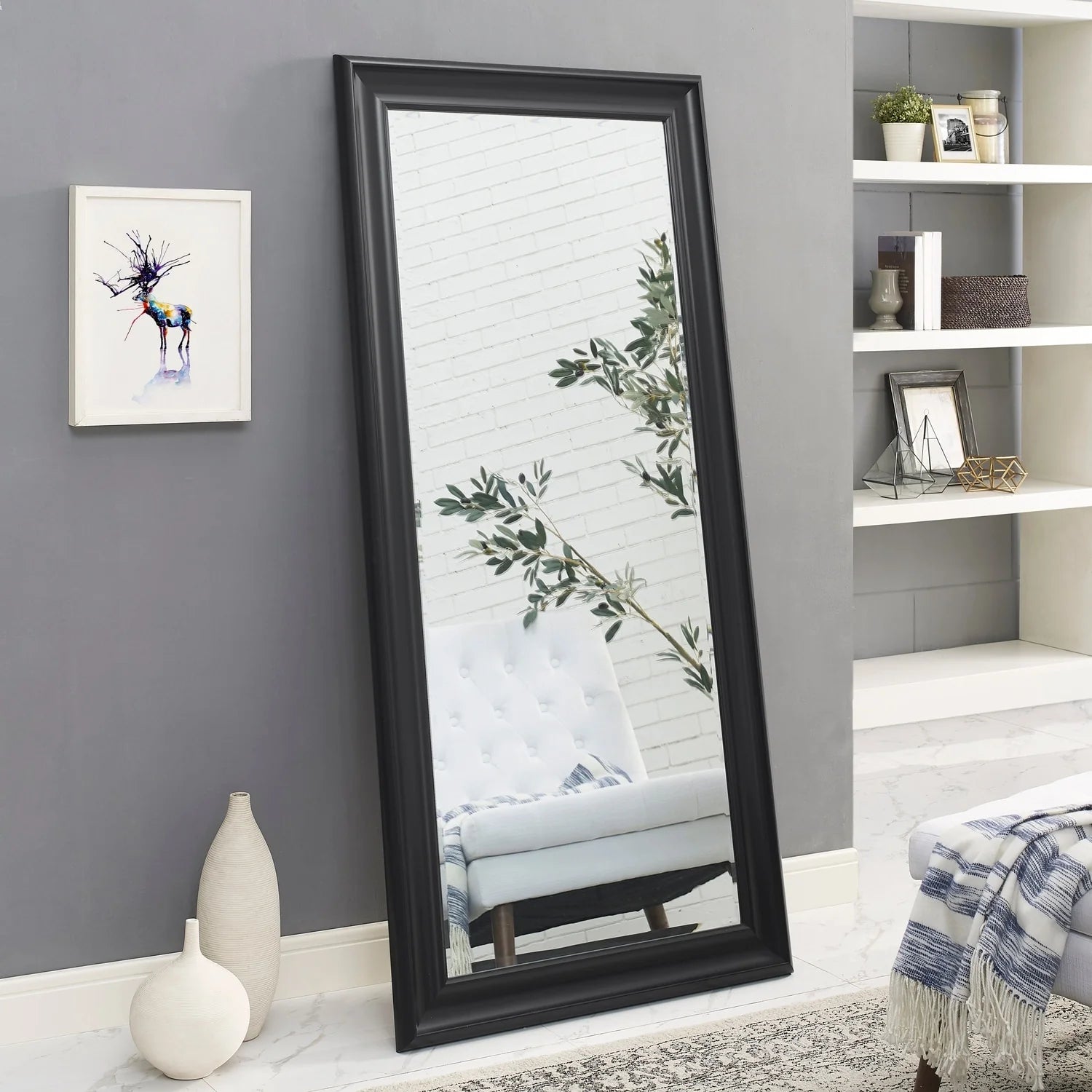 ZenVora Tall Full Length Mirror, Oversized Rectangle Full Body Wall Mounted Mirror with Smooth Faux Wood Frame