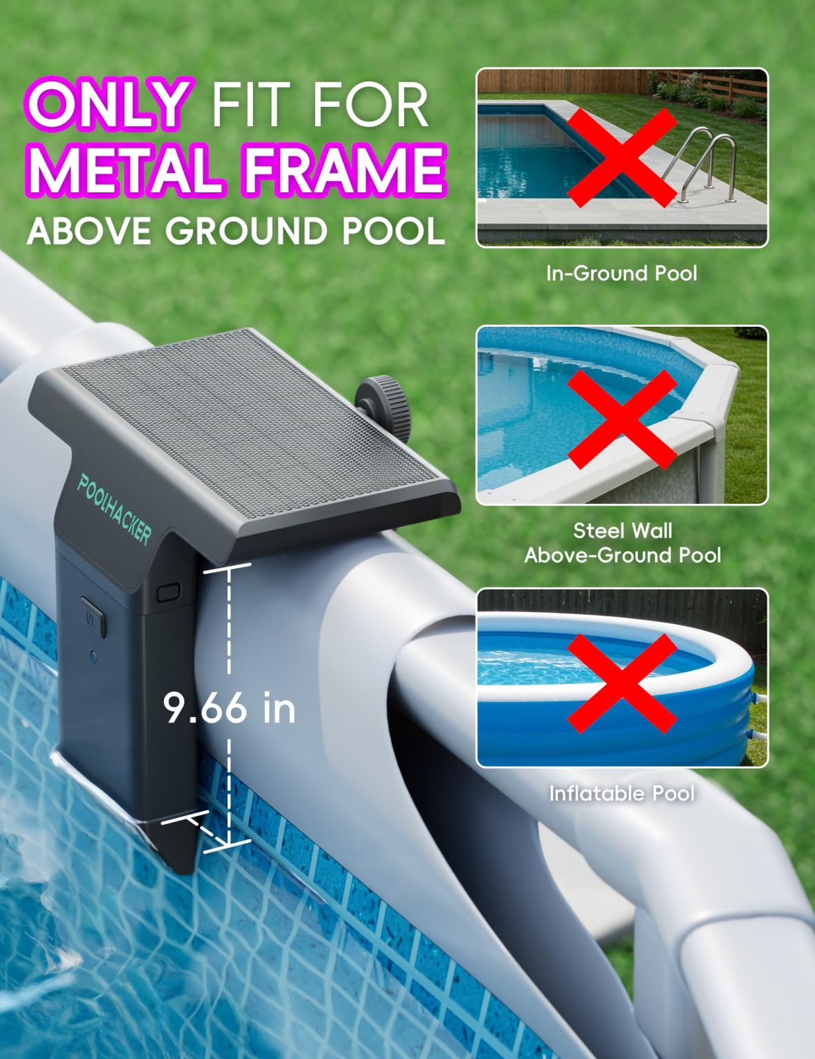 ZenVora Solar Pool Lights for Steel Wall Above Ground Pools, Solar Powered LED Swimming Pool Lighting