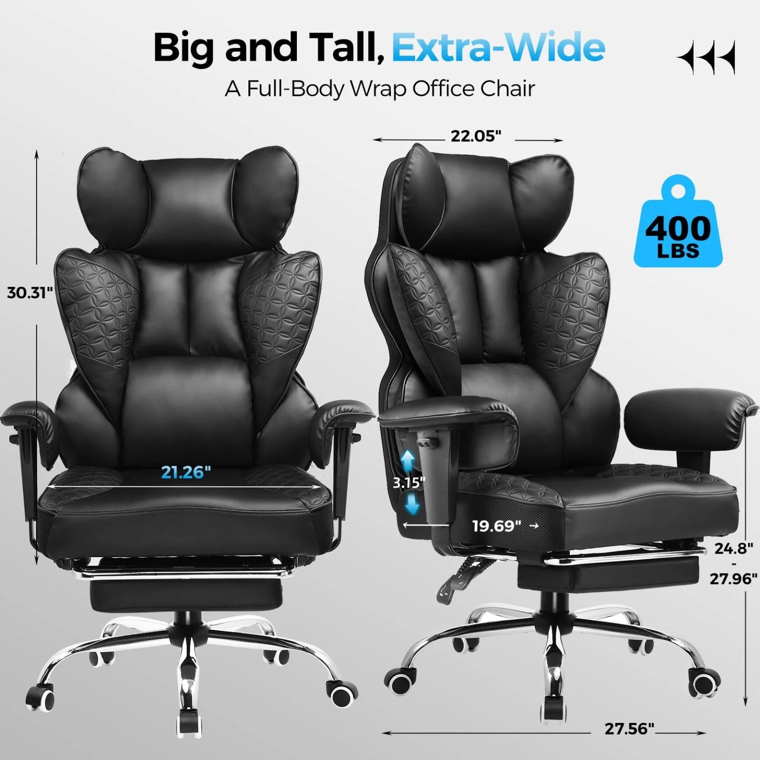ZenVora 400 LBS Big and Tall Gaming Chair, Ergonomic High Back Computer Desk Chair for Gaming, Work and Home Office