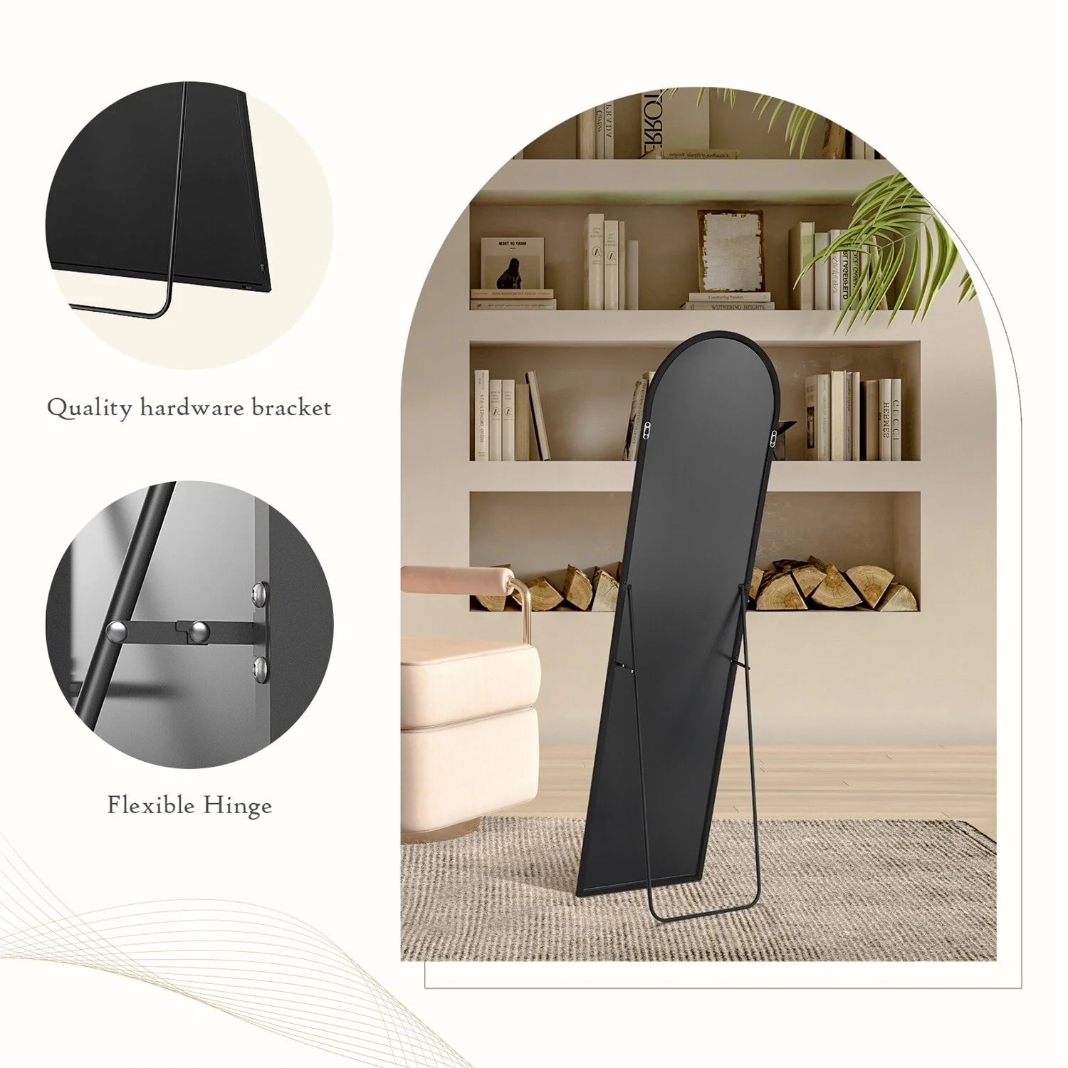 ZenVora Full Length Mirror with Stand, Aluminum Alloy Frame Full Body Floor Mirror for Bedroom and Cloakroom