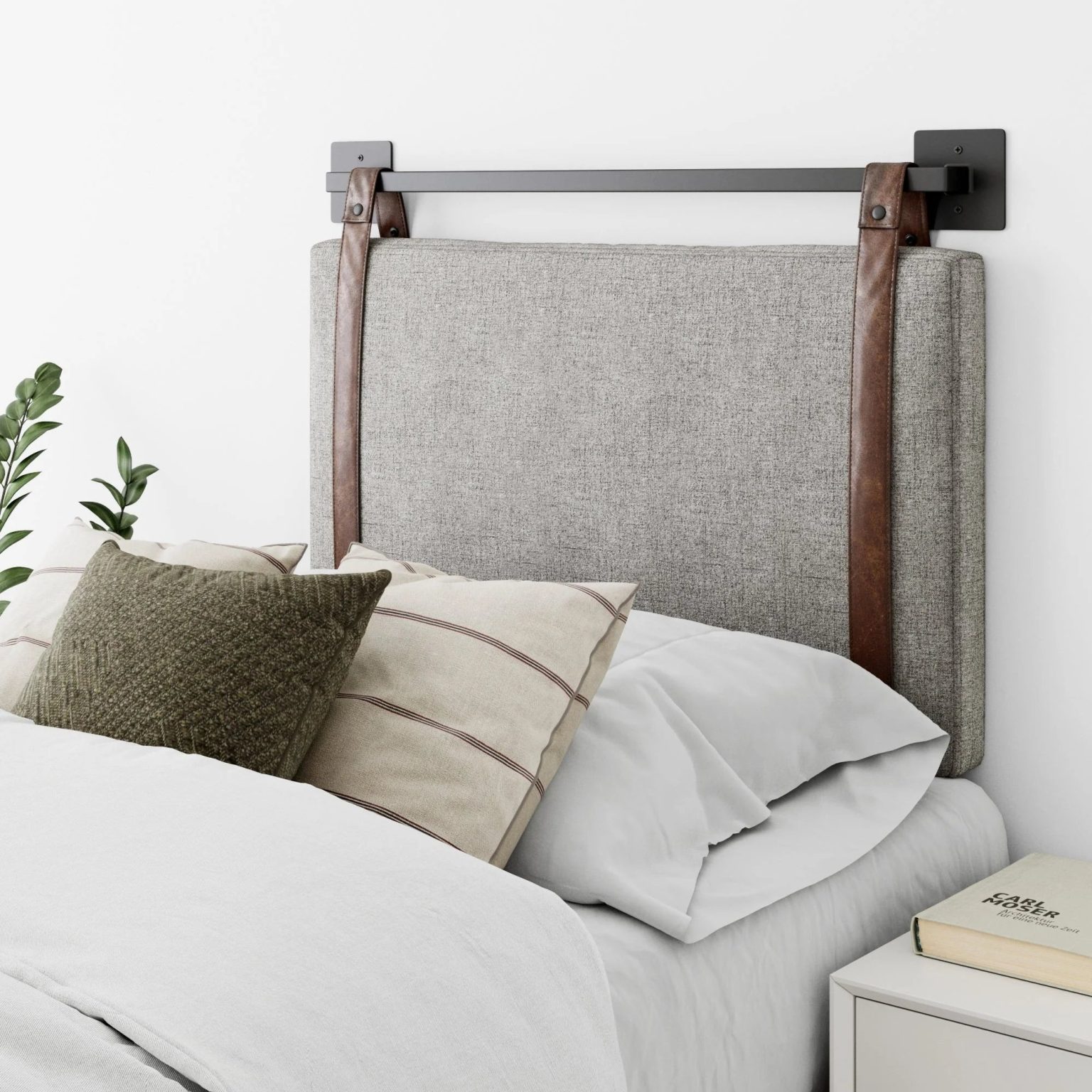 ZenVora Wall Mount Upholstered Headboard with Metal Rail - Modern Bedroom Headboard