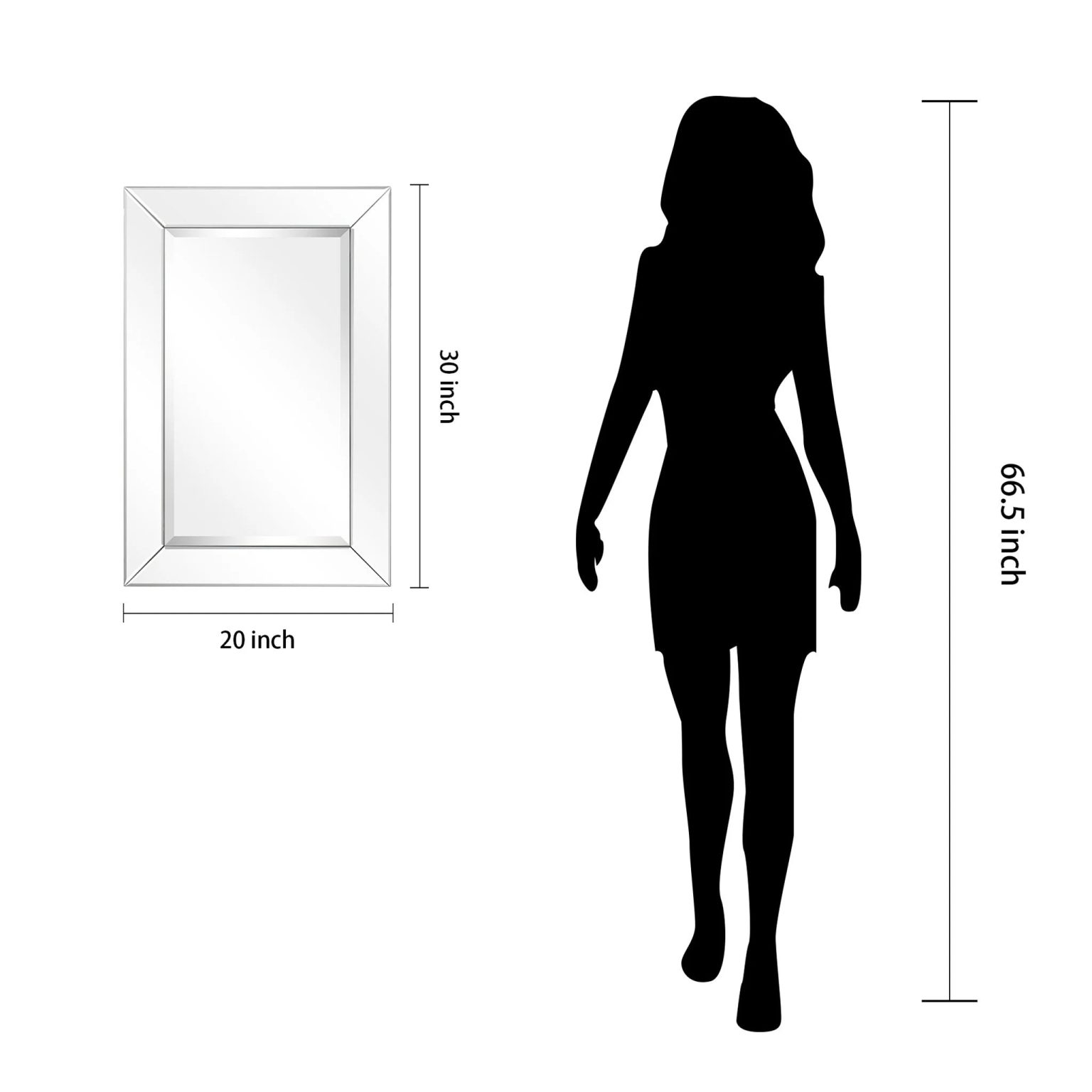 ZenVora Beveled Rectangular Clear HD Wall Mirror, Bathroom Vanity and Bedroom Mirror, 3 Sizes