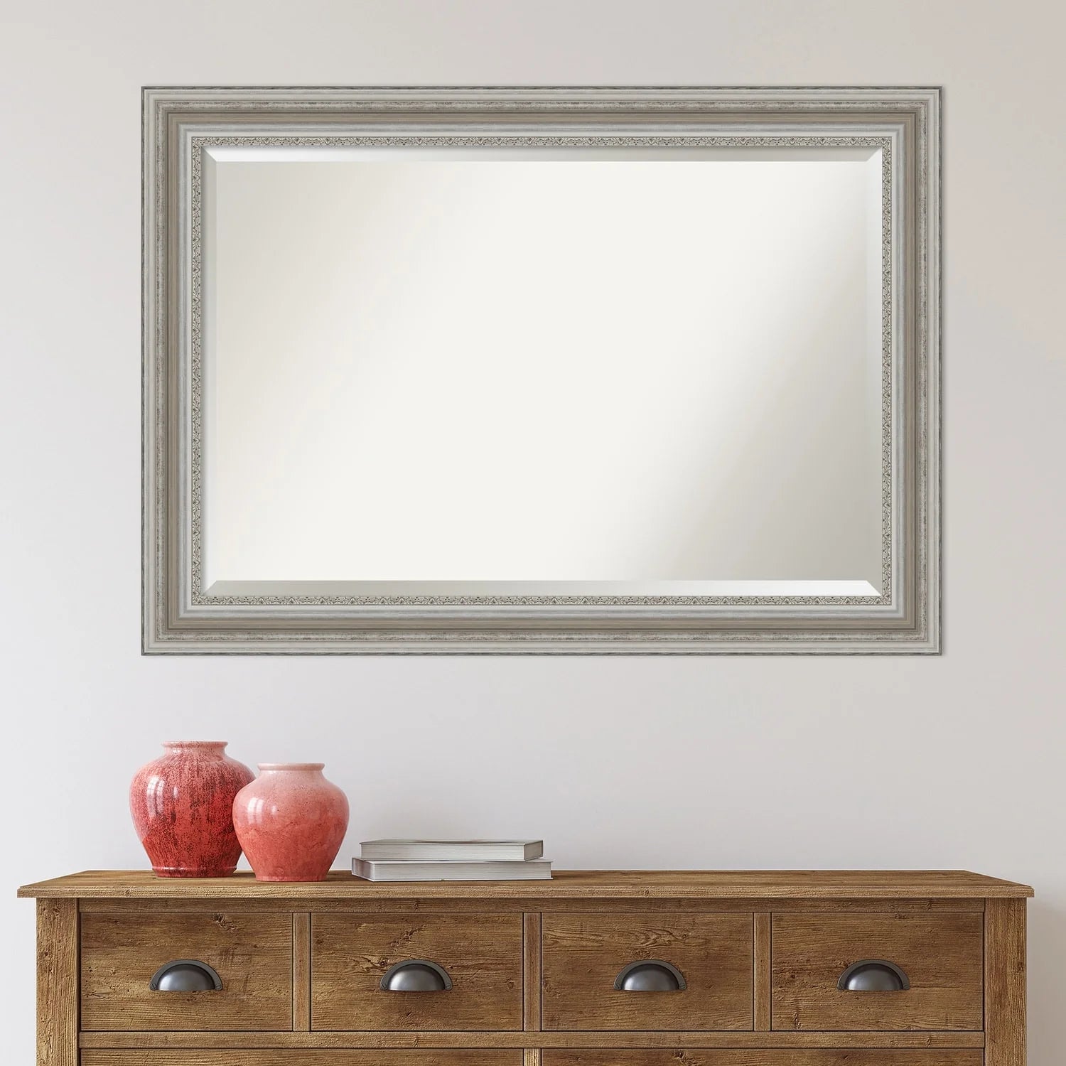ZenVora Beveled Bathroom Wall Mirror, Silver Frame Decorative Vanity Mirror for Bathroom, Bedroom and Entryway
