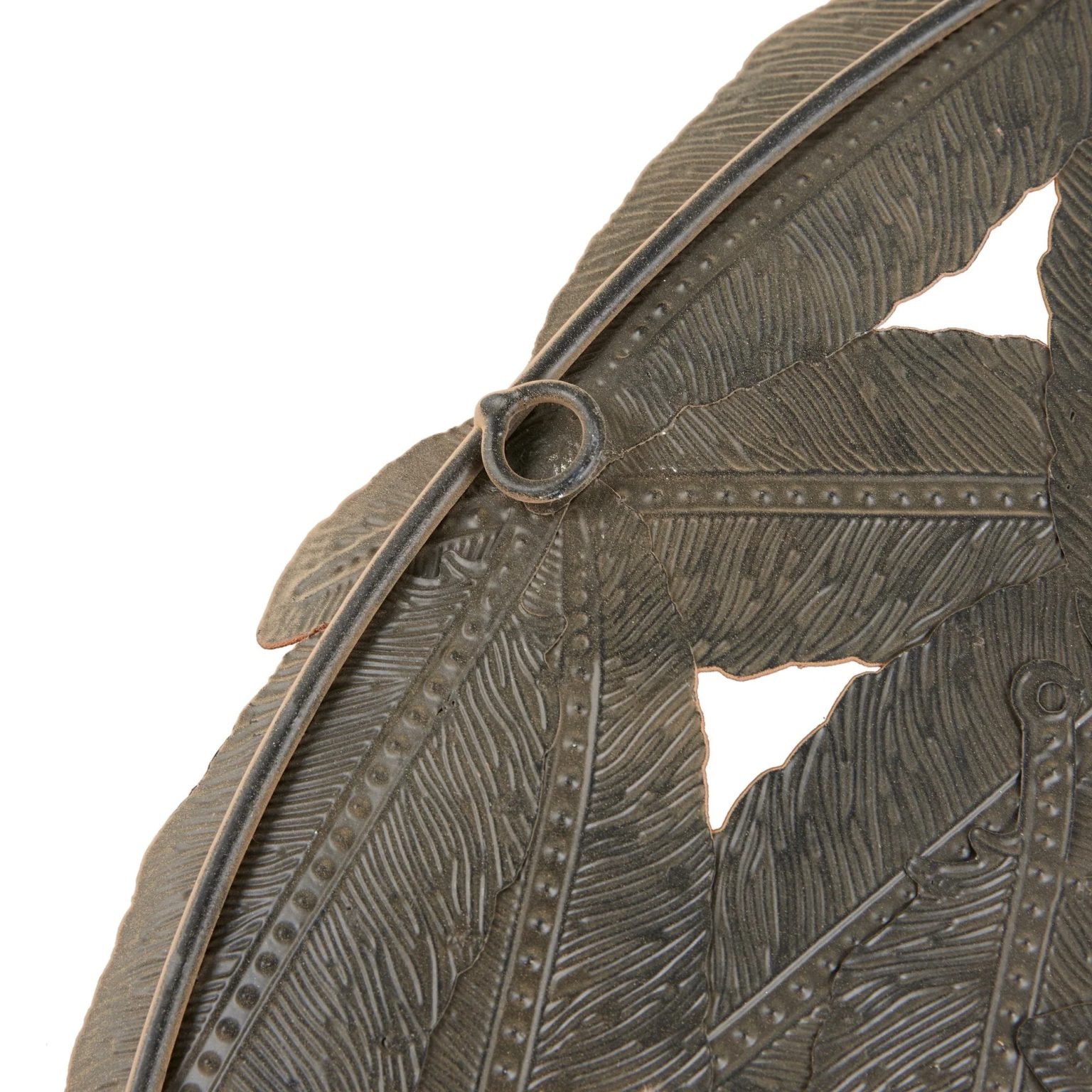 ZenVora Textured Feather 3-Piece Metal Disc Wall Decor Set, Decorative Wall Art for Home