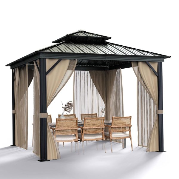 ZenVora 3 Person Aluminum Garden Gazebo - Waterproof Outdoor Canopy with UV Protection
