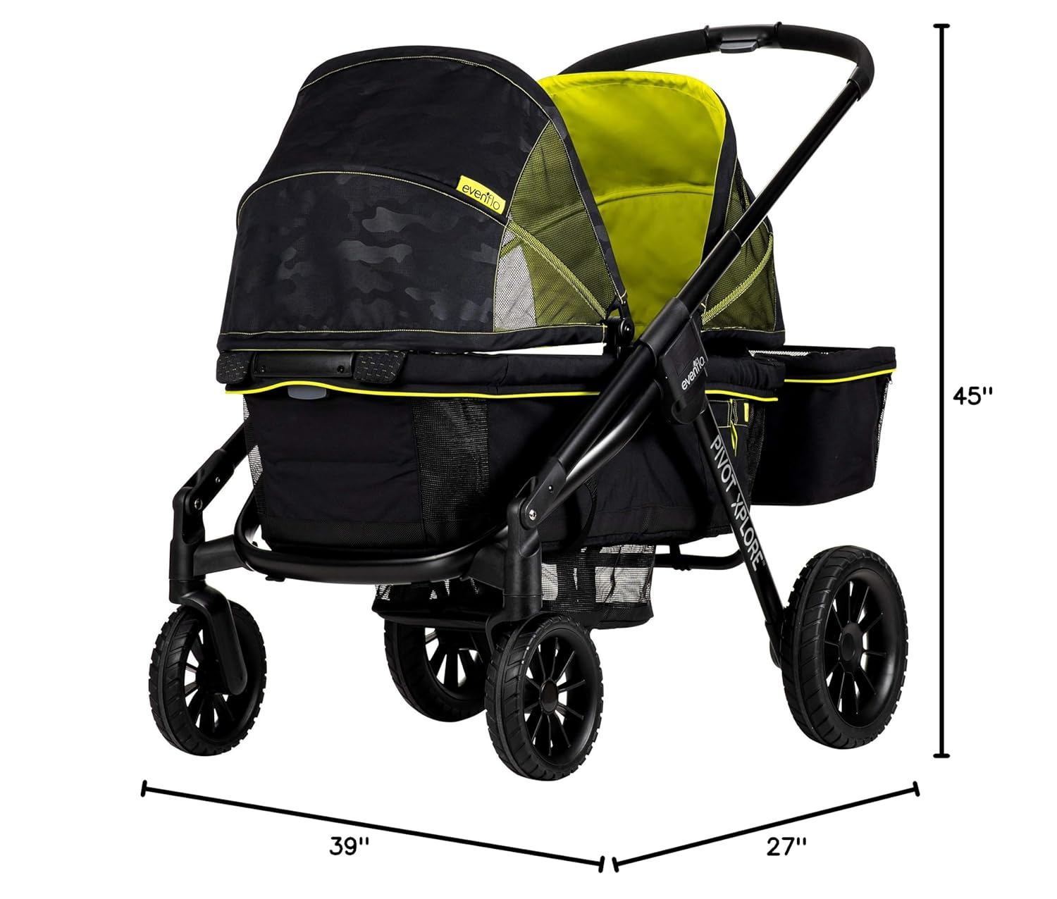 ZenVora 2-in-1 All-Terrain Baby Stroller Wagon with Canopy and Storage - Gray