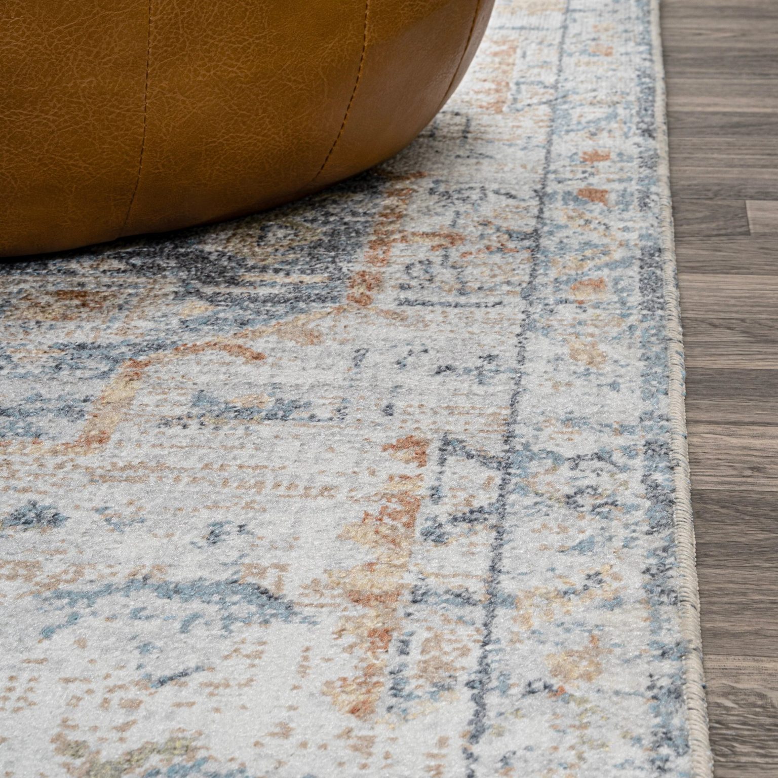 ZenVora Bohemian Medallion Low-Pile Machine-Washable Area Rug, Cream and Terra