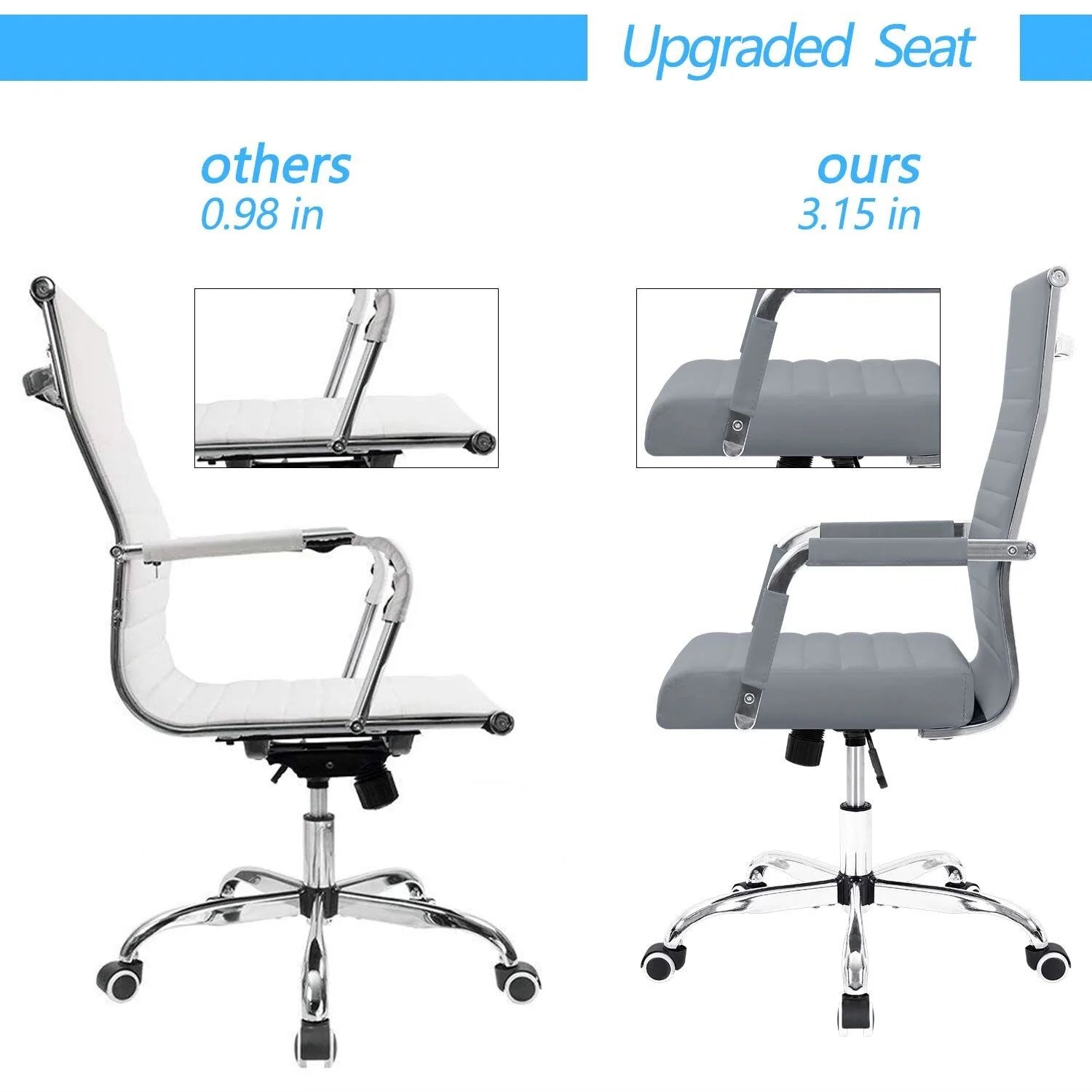 ZenVora Ergonomic Ribbed Office Chair, Modern Computer Desk Chair with Comfortable Upholstered Seat for Home and Office