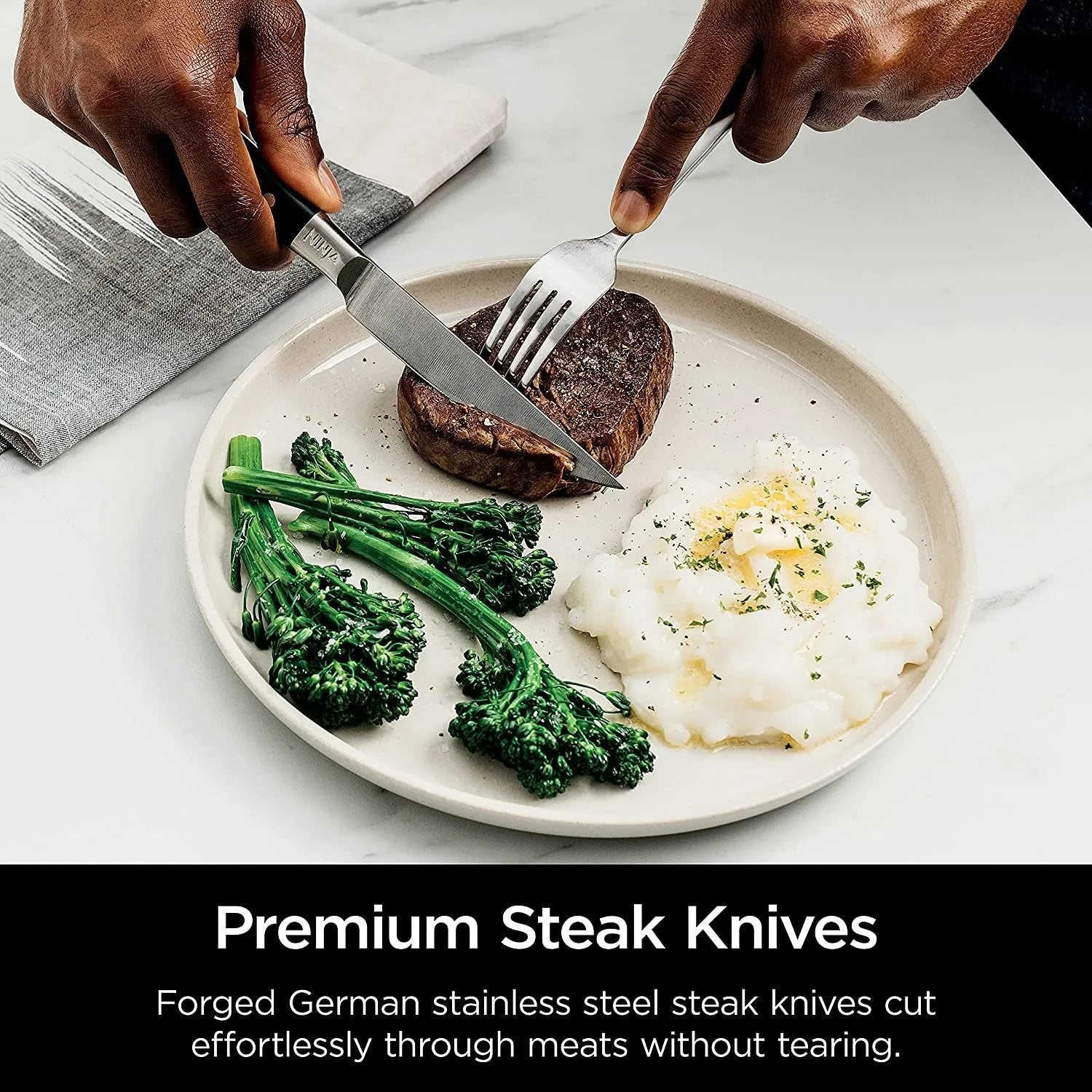 ZenVora 17-Piece Premium Knife Block Set with Built-In Sharpener, Stainless Steel/Black