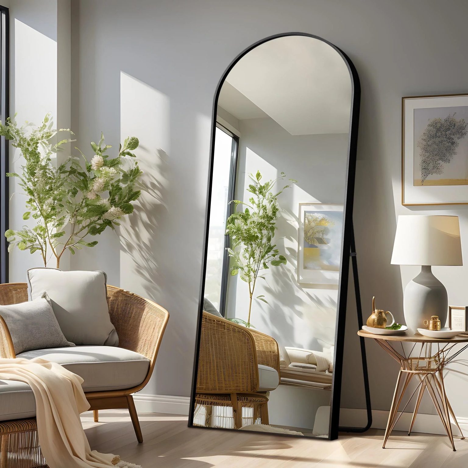 ZenVora Arched Full Length Floor Mirror, Large Full Body Standing and Wall Mounted Mirror for Bedroom, Living Room and Home Decor