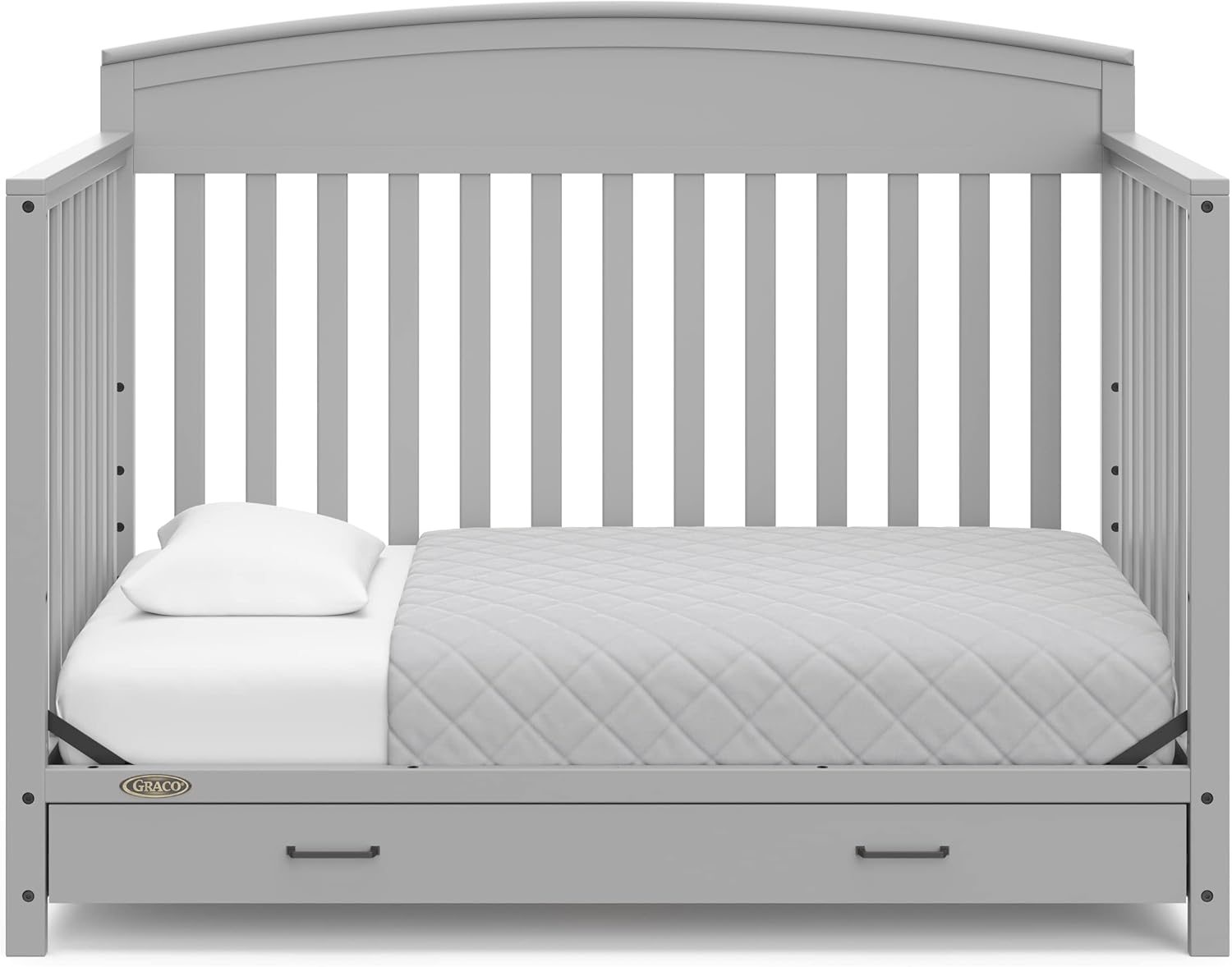 ZenVora 5-in-1 Convertible Baby Bed with Storage Drawers, White, Converts to Toddler Bed, Daybed and Full-Size Bed